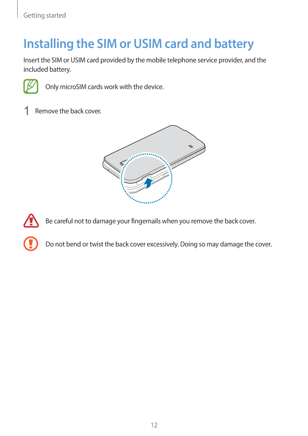 Samsung SM-G900HZKAAFR, SM-G900HZBAPAK, SM-G900HZDAPAK, SM-G900HZWAXSG manual Installing the SIM or Usim card and battery 