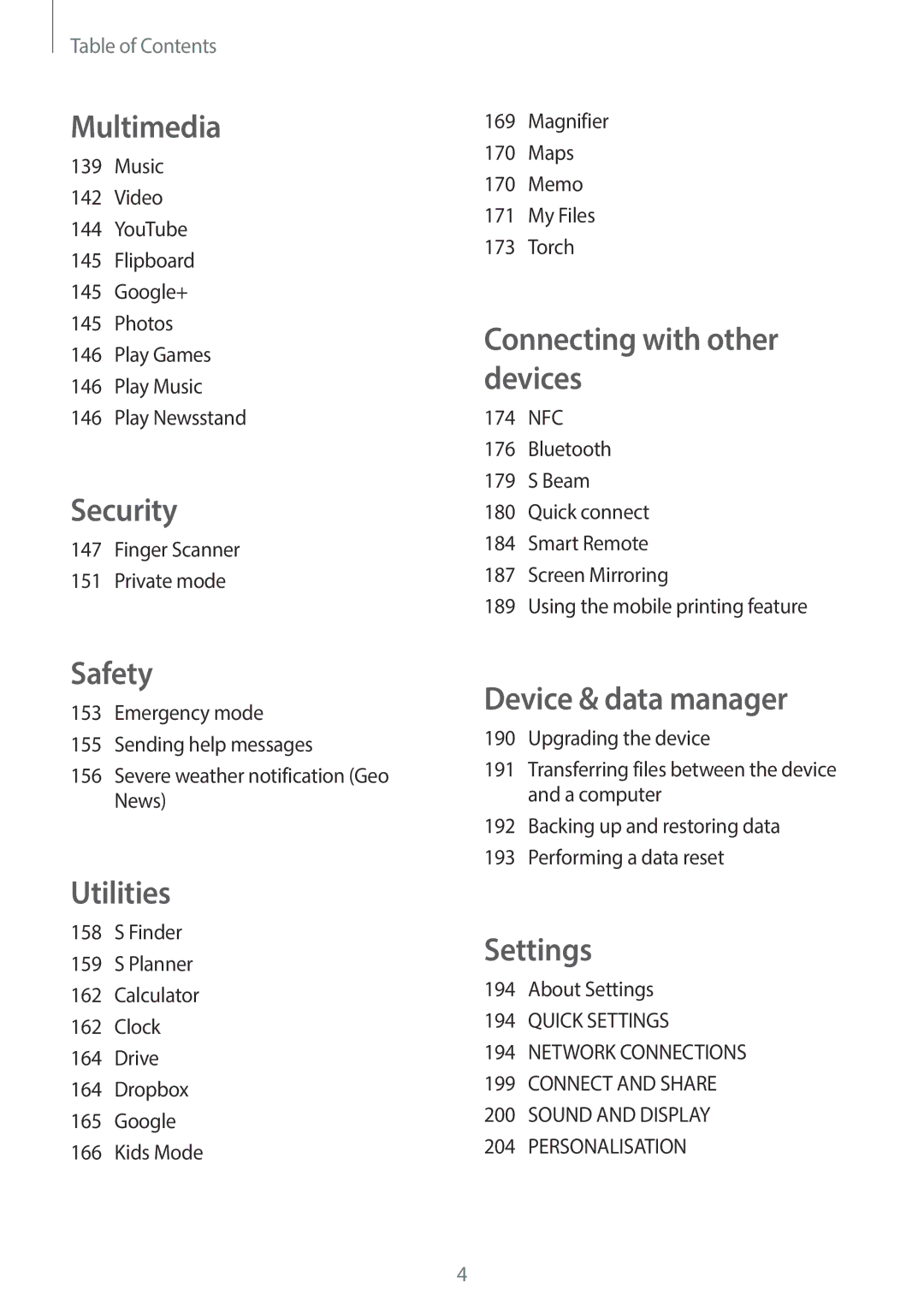 Samsung SM-G900HZDAAFG, SM-G900HZBAPAK, SM-G900HZDAPAK, SM-G900HZWAXSG manual Finger Scanner Private mode, About Settings 