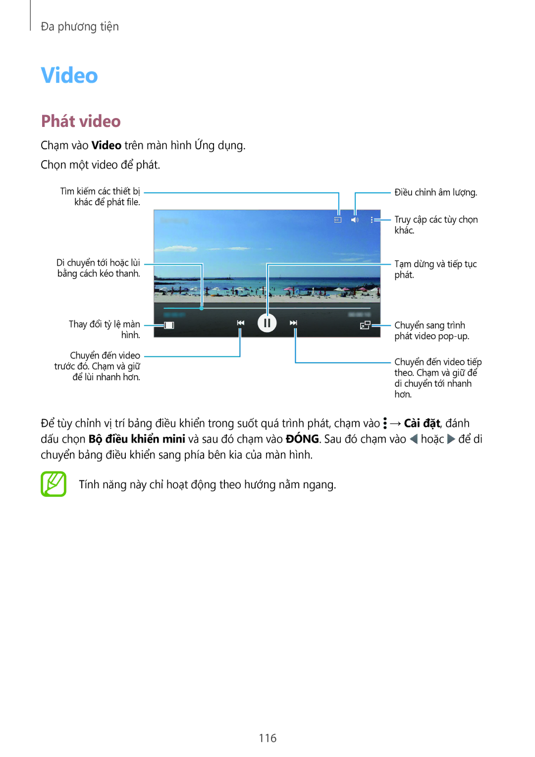 Samsung CG-G900HZKRHTM, SM-G900HZWAXXV, SM-G900HZBAXXV, SM-G900HZKAXXV, SM-G900HZDAXXV manual Video, Phát video, 116 