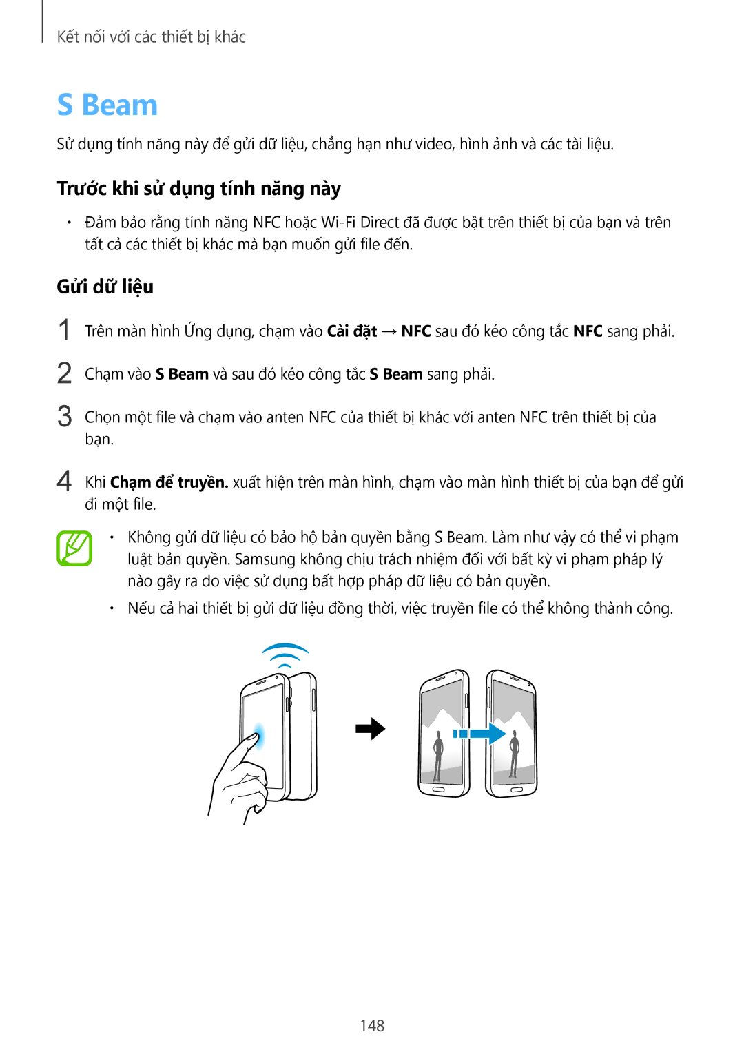 Samsung SM-G900HZKAXXV, SM-G900HZWAXXV, CG-G900HZKRHTM, SM-G900HZBAXXV, SM-G900HZDAXXV manual Beam, Gửi dữ liệu, 148 