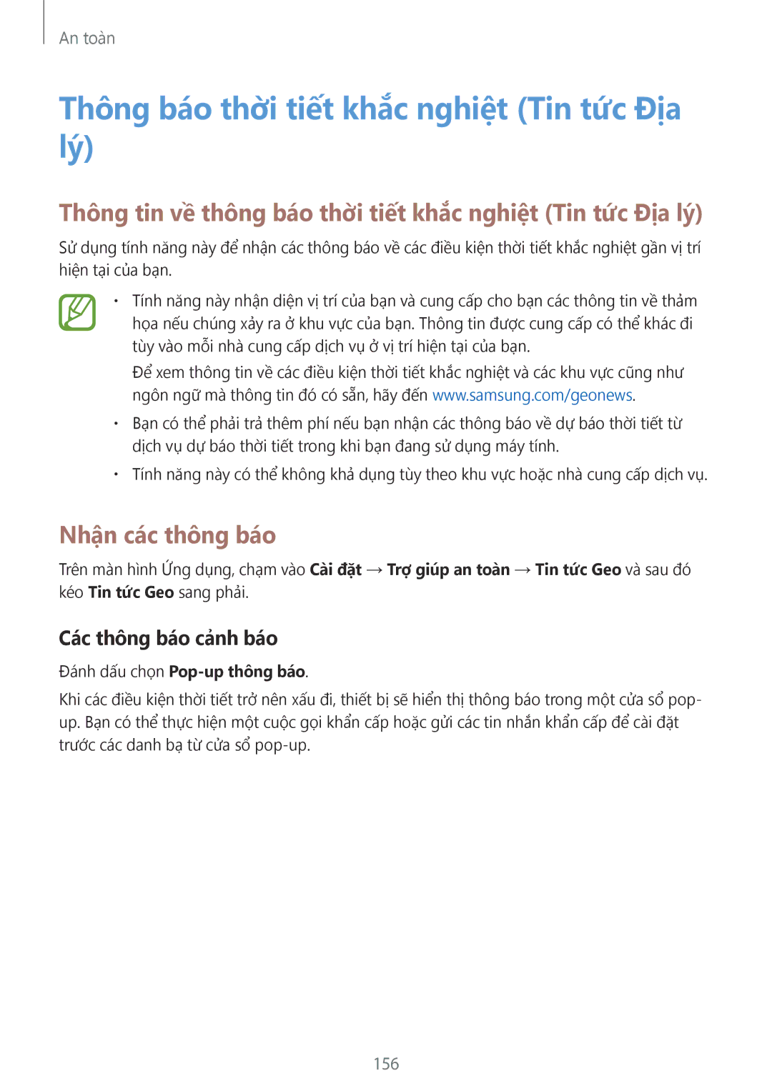 Samsung CG-G900HZKRHTM Thông báo thời tiết khắc nghiệ̣t Tin tức Địa lý, Nhận các thông báo, Các thông báo cảnh báo, 156 