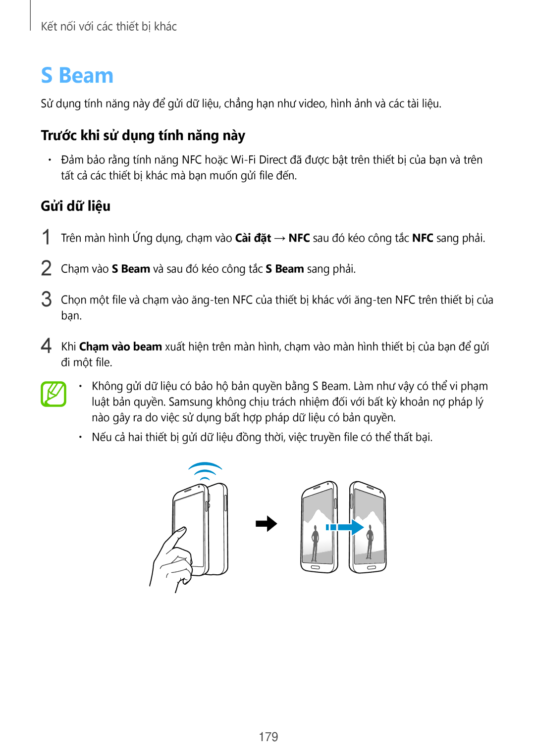 Samsung SM-G900HZDAXXV, SM-G900HZWAXXV, CG-G900HZKRHTM, SM-G900HZBAXXV, SM-G900HZKAXXV manual Beam, Gửi dữ liệ̣u, 179 