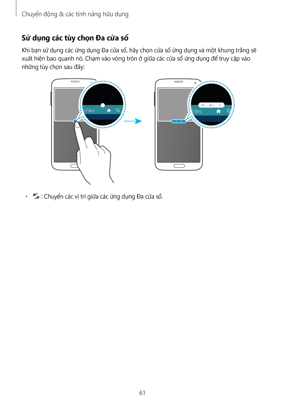 Samsung CG-G900HZKRHTM, SM-G900HZWAXXV, SM-G900HZBAXXV, SM-G900HZKAXXV, SM-G900HZDAXXV manual Sử dụng các tùy chọn Đa cửa sổ 