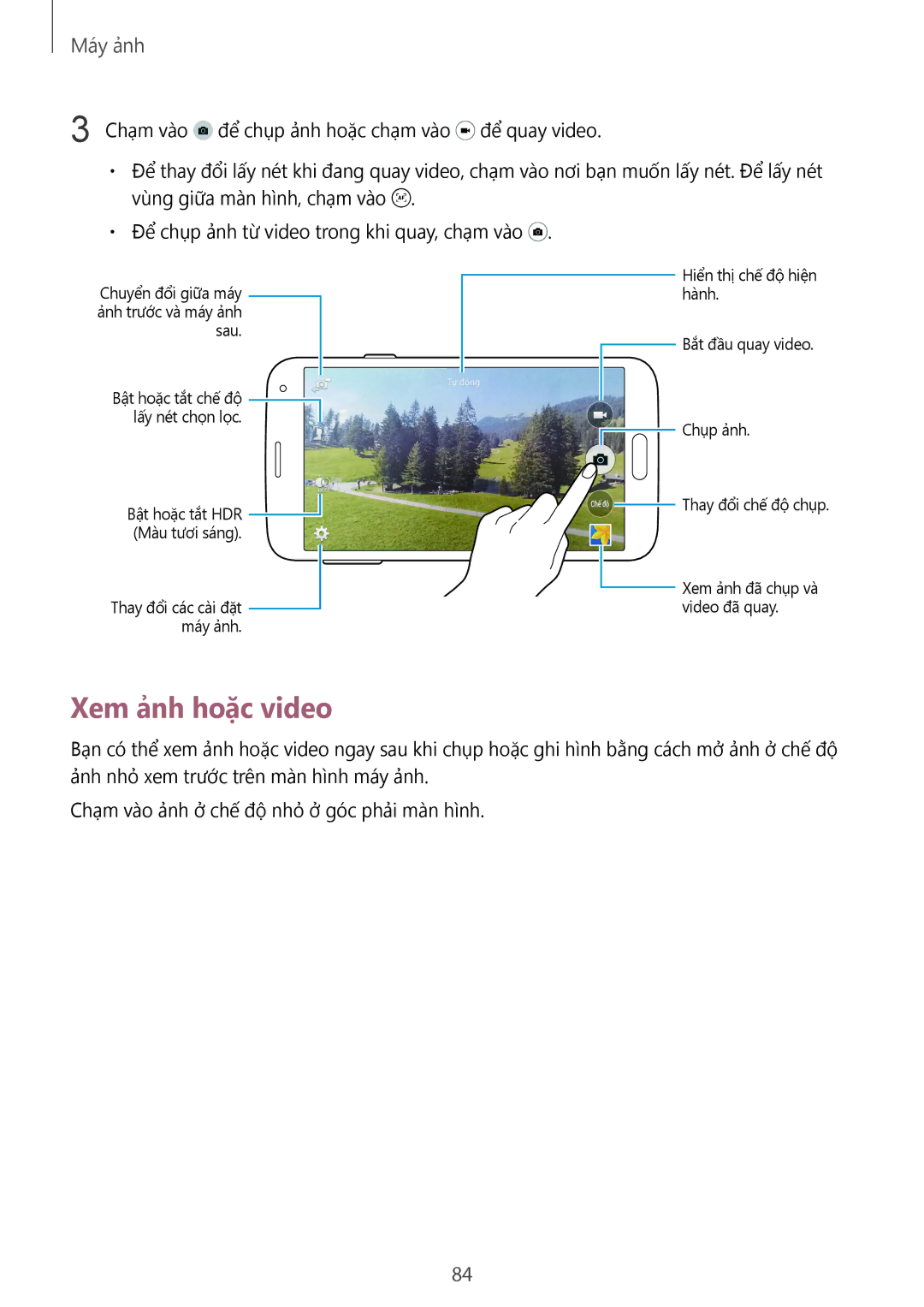 Samsung SM-G900HZDAXXV, SM-G900HZWAXXV, CG-G900HZKRHTM, SM-G900HZBAXXV, SM-G900HZKAXXV manual Xem ảnh hoặc video, Máy ảnh 