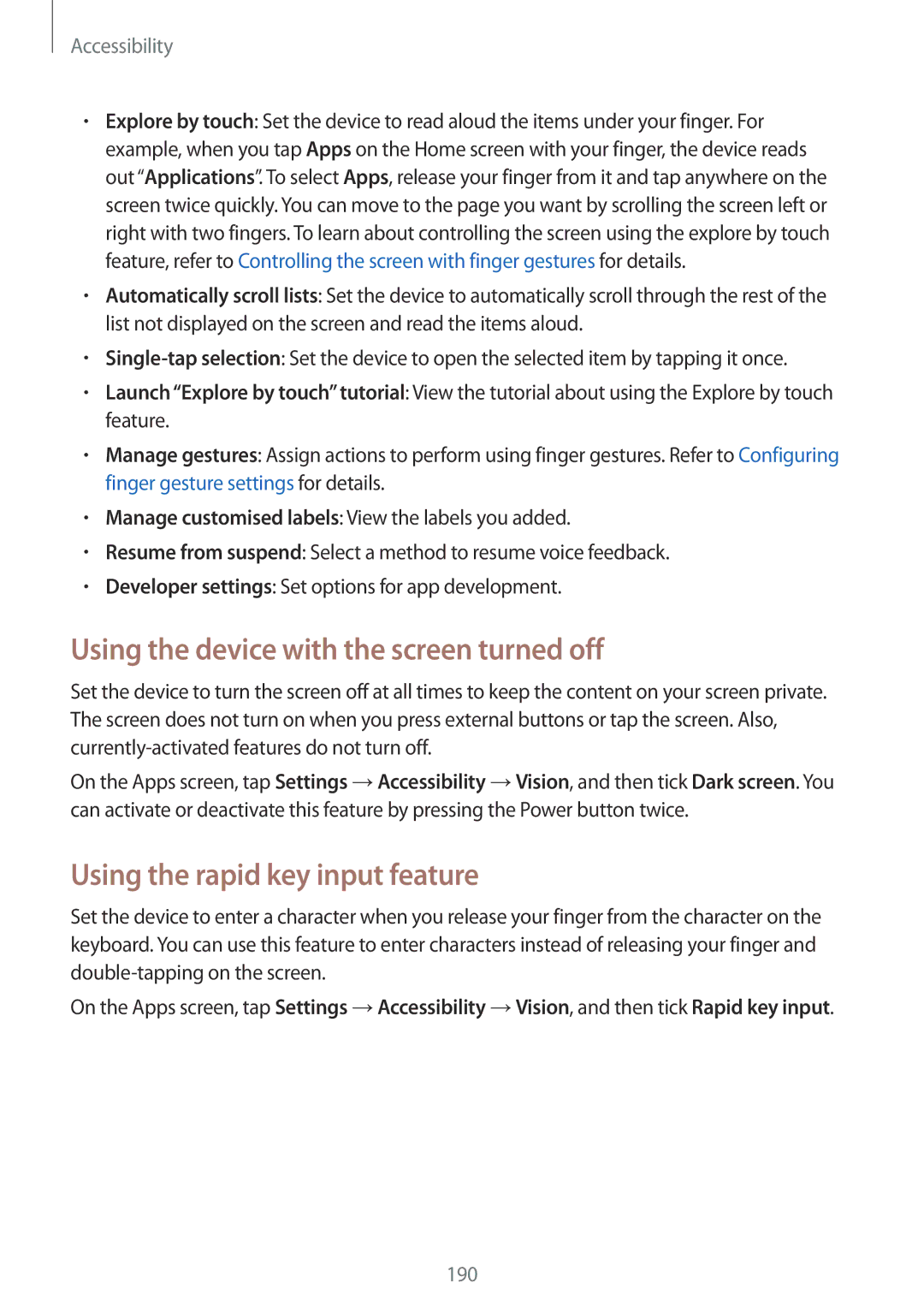 Samsung SM-G900IZWAKSA, SM-G900IZKAKSA manual Using the device with the screen turned off, Using the rapid key input feature 