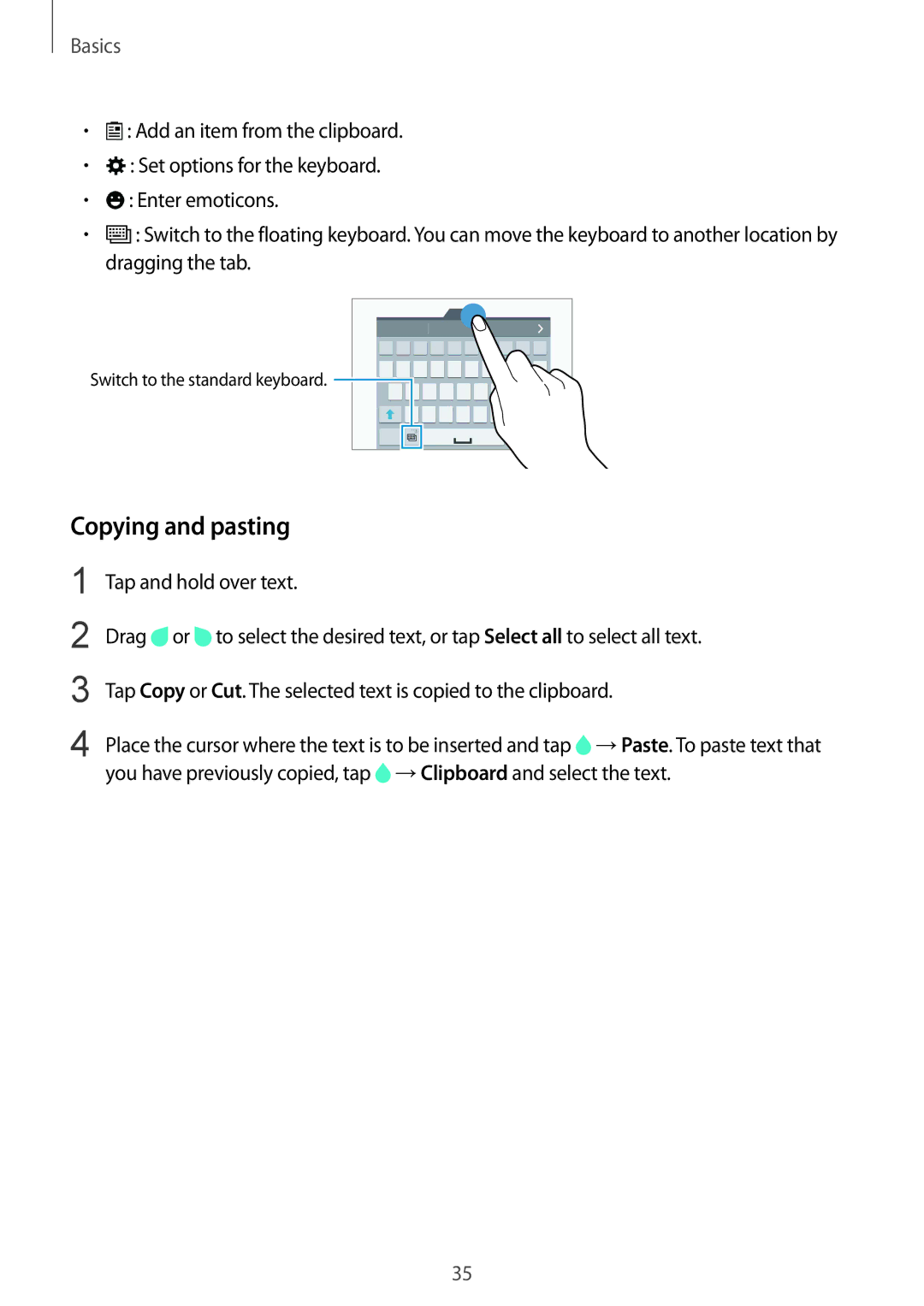 Samsung SM-G900IZBAKSA, SM-G900IZKAKSA, SM-G900IZDAKSA, SM-G900IZWAKSA manual Copying and pasting 