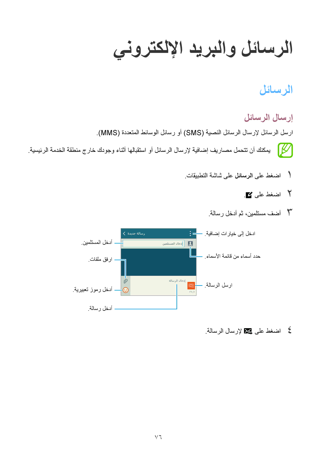 Samsung SM-G900IZKAKSA, SM-G900IZDAKSA, SM-G900IZWAKSA ينورتكللإا ديربلاو لئاسرلا, لئاسرلا لاسرإ, ةلاسرلا لاسرلإ ىلع طغضا4 