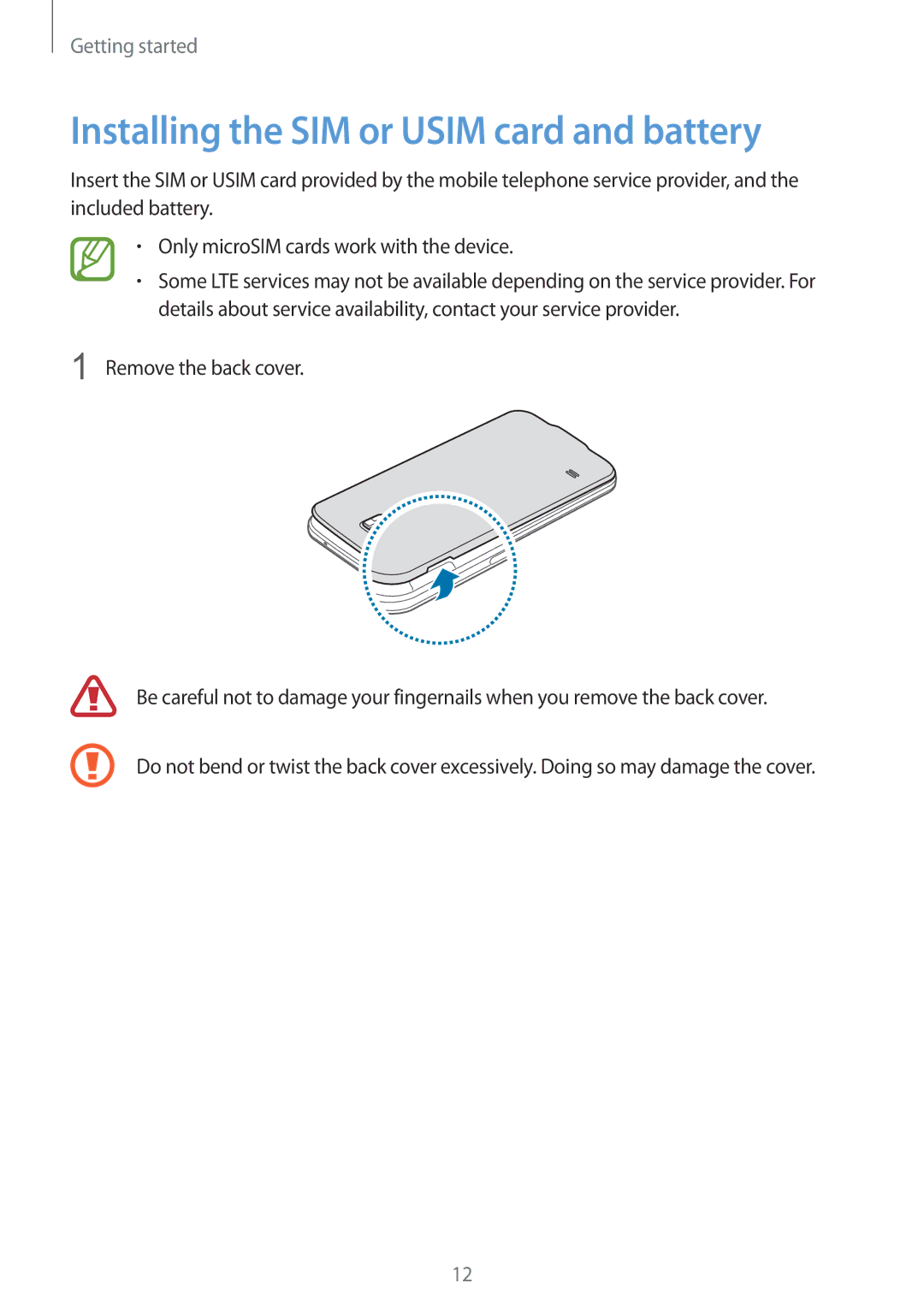 Samsung SM-G900IZKAKSA, SM-G900IZDAKSA, SM-G900IZWAKSA, SM-G900IZBAKSA manual Installing the SIM or Usim card and battery 