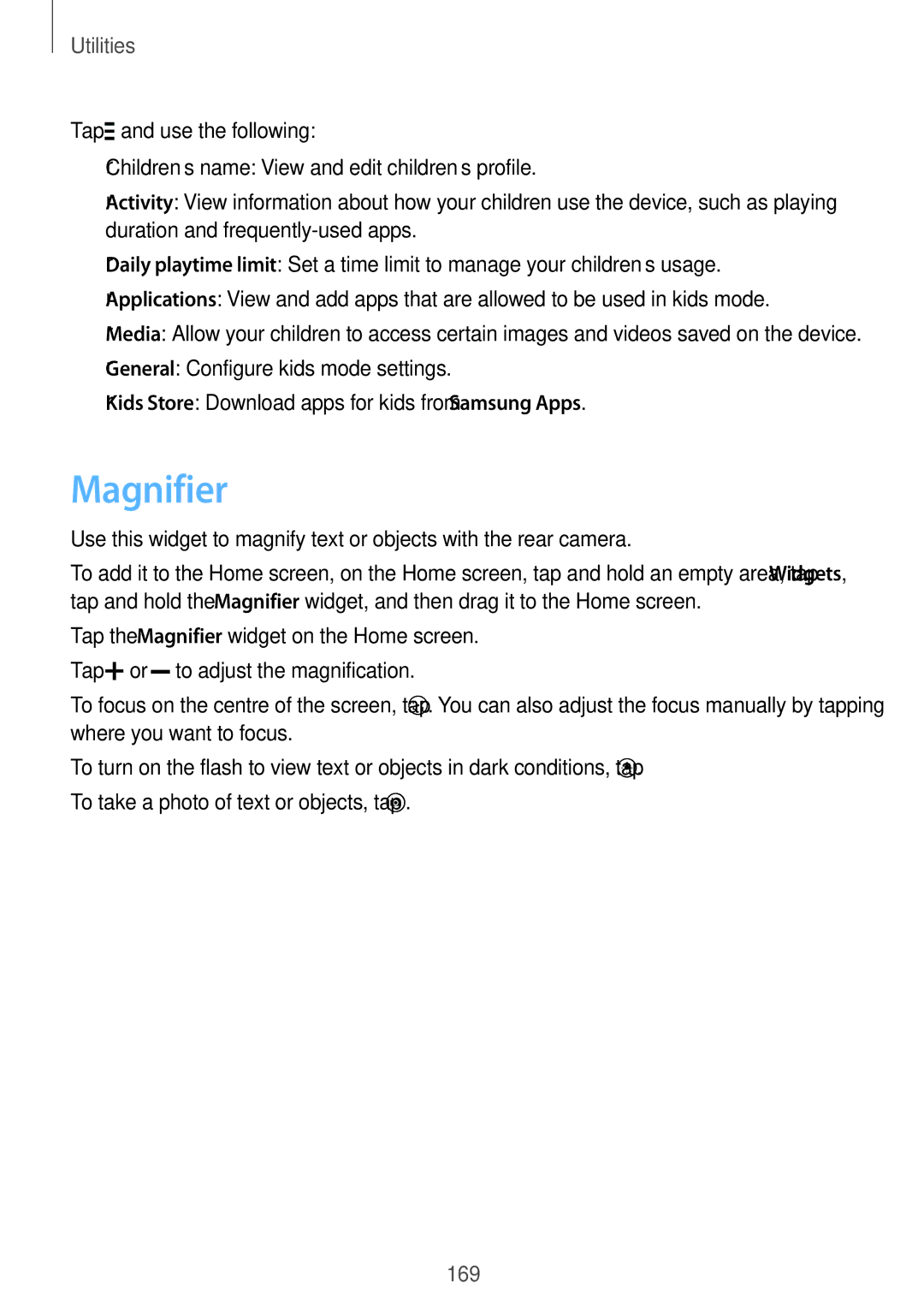 Samsung SM-G900IZDAKSA, SM-G900IZKAKSA, SM-G900IZWAKSA, SM-G900IZBAKSA manual Magnifier 