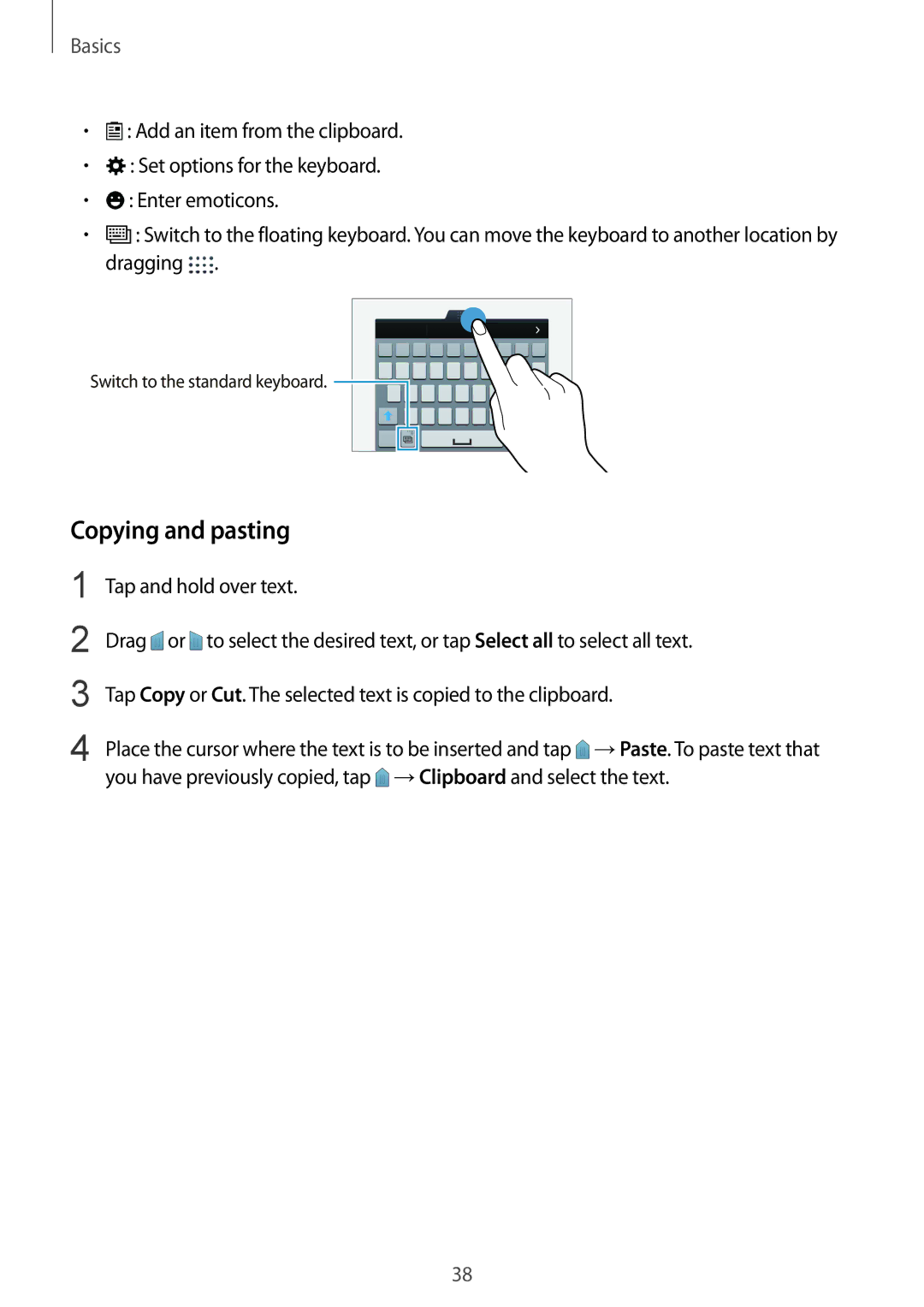 Samsung SM-G900IZWAKSA, SM-G900IZKAKSA, SM-G900IZDAKSA, SM-G900IZBAKSA manual Copying and pasting 