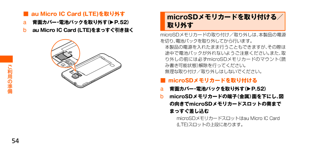 Samsung SM-G900JMDEKDI, SM-G900JZWEKDI, SM-G900JZKEKDI manual MicroSDメモリカードを取り付ける／ 取り外す 