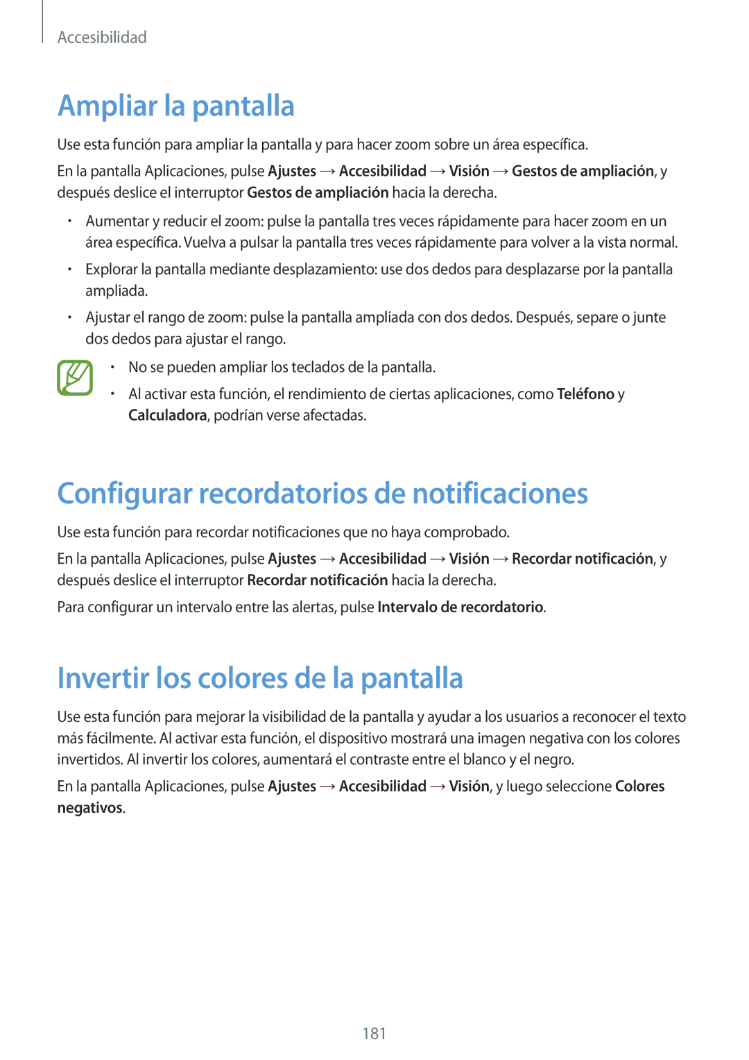 Samsung SM-G901FZKAATL, SM-G901FZBADTM, SM-G901FZKADBT manual Ampliar la pantalla, Configurar recordatorios de notificaciones 