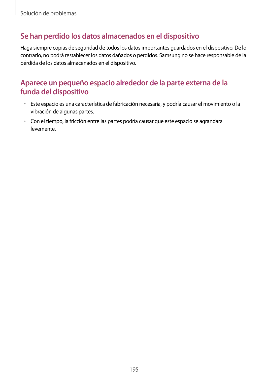 Samsung SM-G901FZKAATL, SM-G901FZBADTM, SM-G901FZKADBT manual Se han perdido los datos almacenados en el dispositivo 