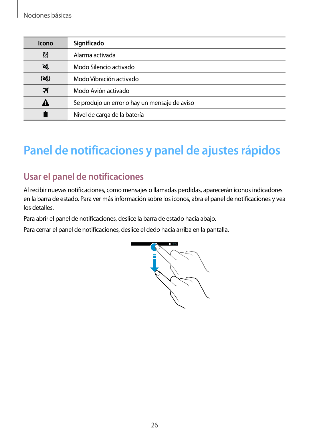 Samsung SM-G901FZWAATL, SM-G901FZBADTM Panel de notificaciones y panel de ajustes rápidos, Usar el panel de notificaciones 