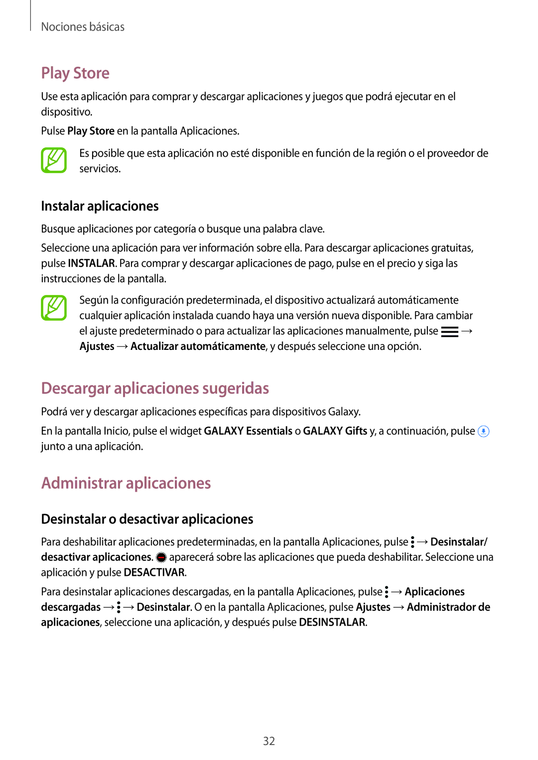 Samsung SM-G901FZDAATL, SM-G901FZBADTM manual Play Store, Descargar aplicaciones sugeridas, Administrar aplicaciones 