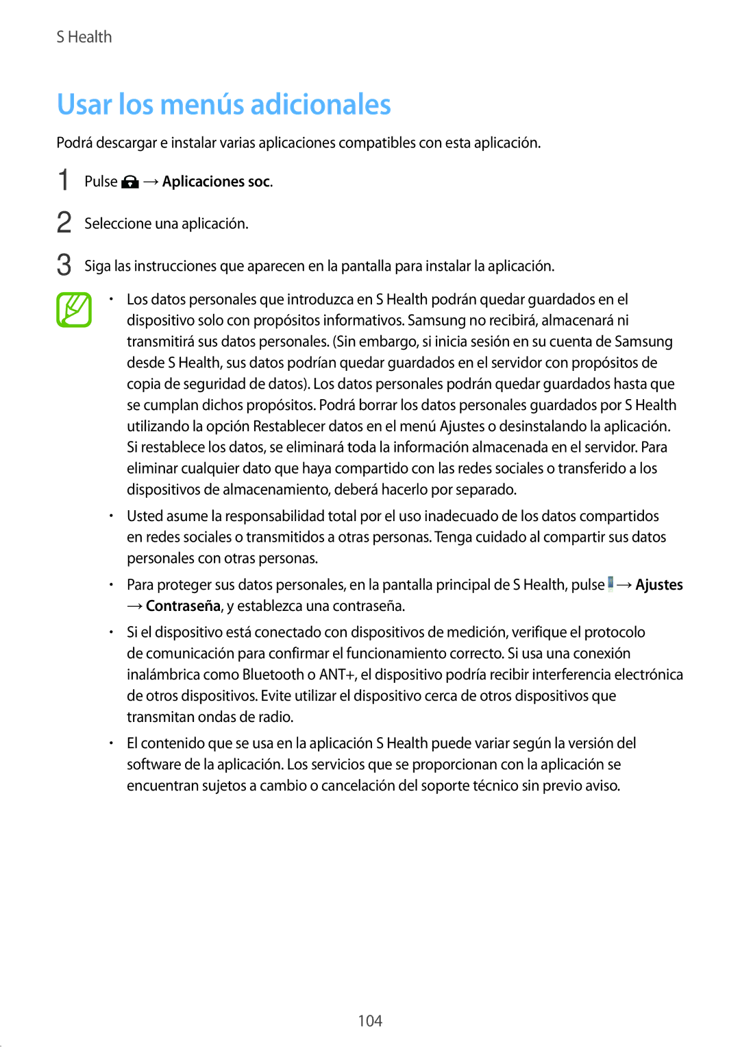 Samsung SM-G901FZKAATL, SM-G901FZBADTM, SM-G901FZKADBT, SM-G901FZDADTM Usar los menús adicionales, Pulse →Aplicaciones soc 