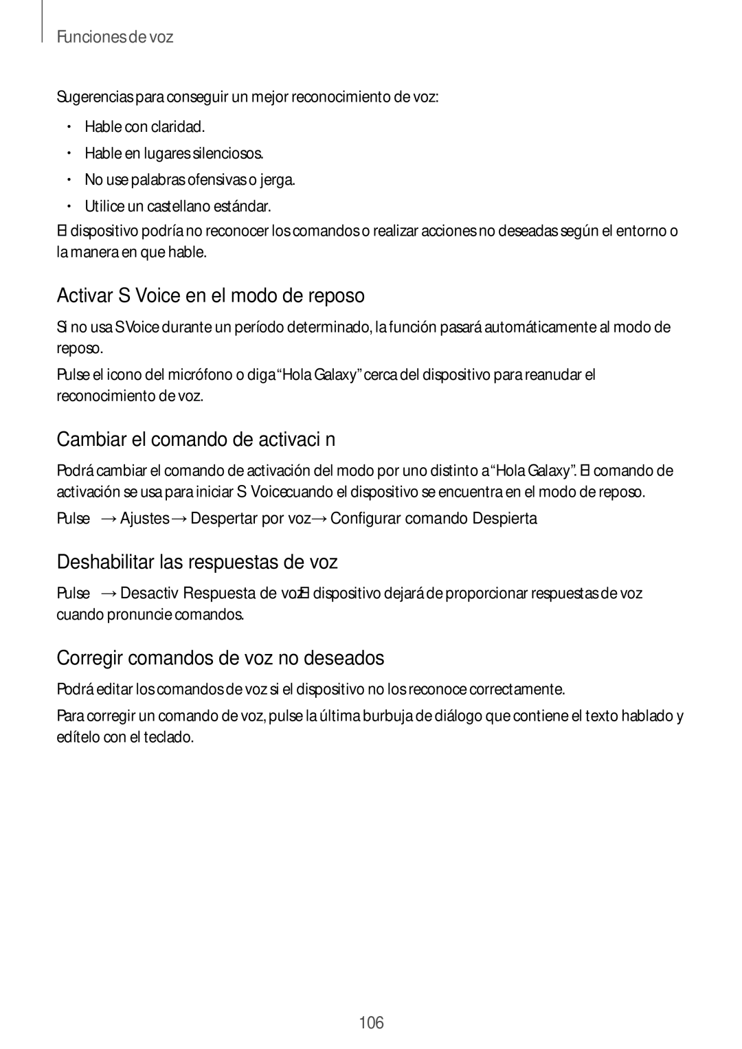 Samsung SM-G901FZKADBT, SM-G901FZBADTM manual Activar S Voice en el modo de reposo, Cambiar el comando de activación 