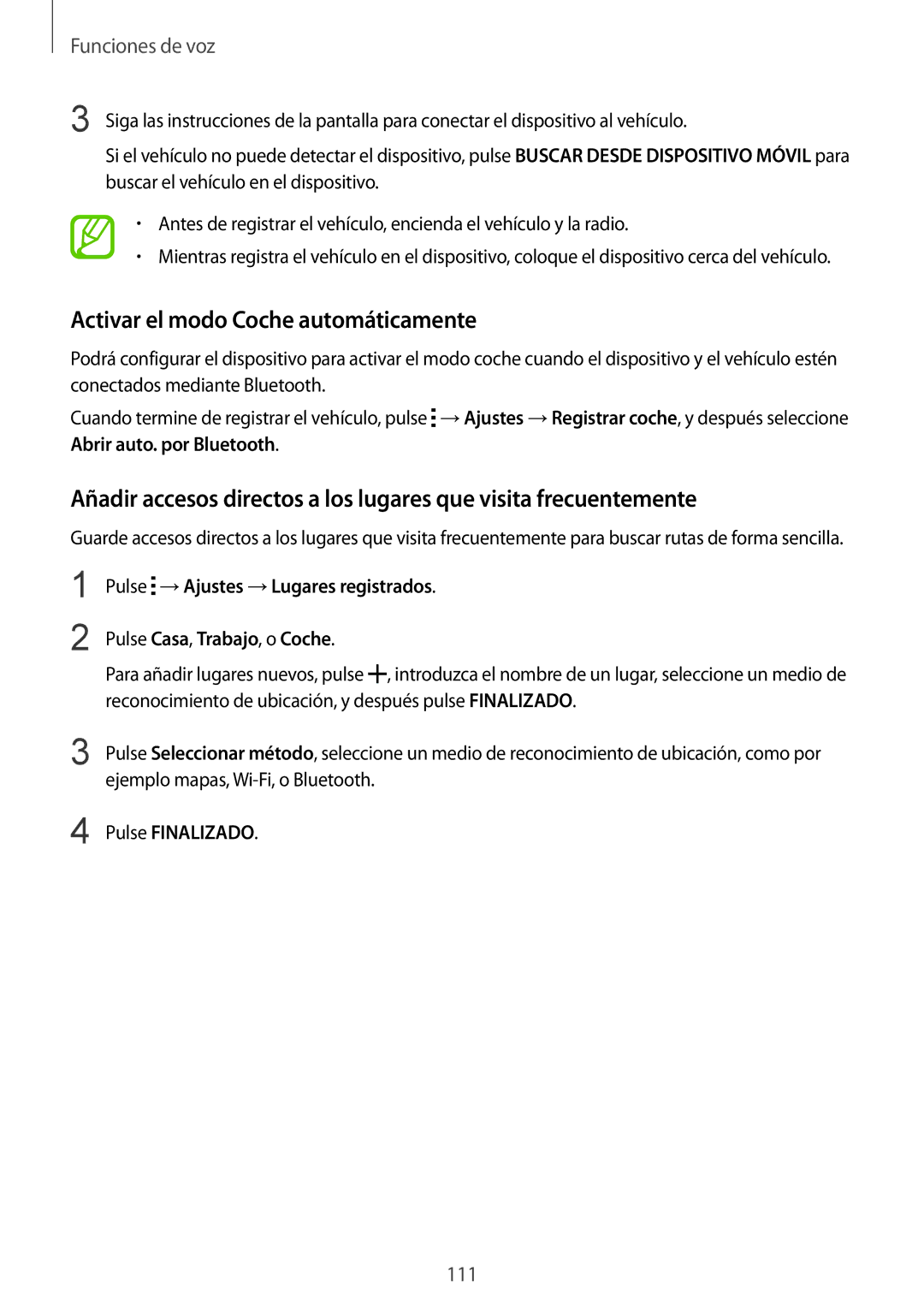 Samsung SM-G901FZKAATL, SM-G901FZBADTM, SM-G901FZKADBT manual Activar el modo Coche automáticamente, Pulse Finalizado 