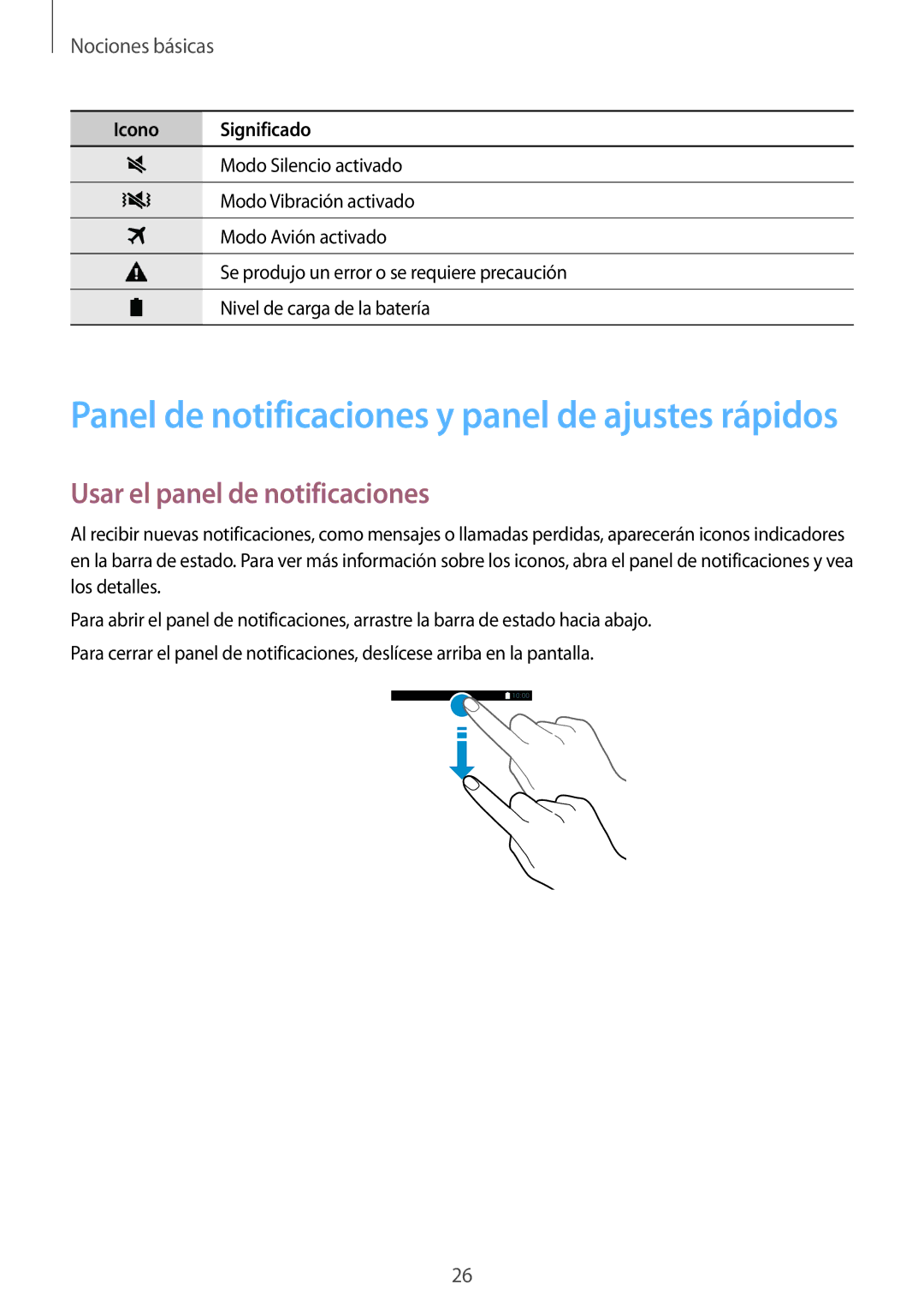 Samsung SM-G901FZWAATL, SM-G901FZBADTM Panel de notificaciones y panel de ajustes rápidos, Usar el panel de notificaciones 