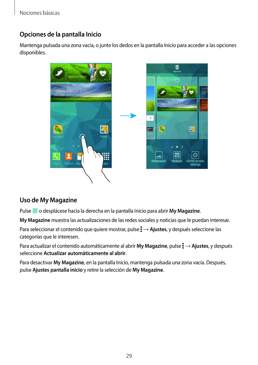 Samsung SM-G901FZKADBT, SM-G901FZBADTM, SM-G901FZDADTM, SM-G901FZKABOG Opciones de la pantalla Inicio, Uso de My Magazine 