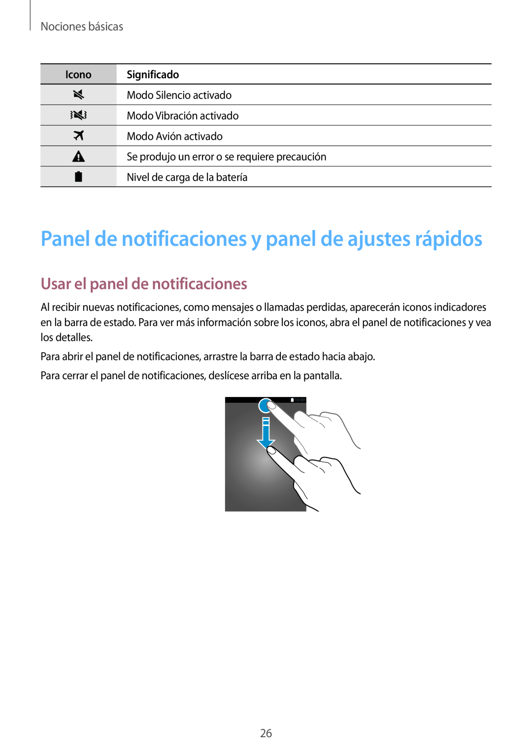 Samsung SM-G901FZWAATL, SM-G901FZBADTM Panel de notificaciones y panel de ajustes rápidos, Usar el panel de notificaciones 