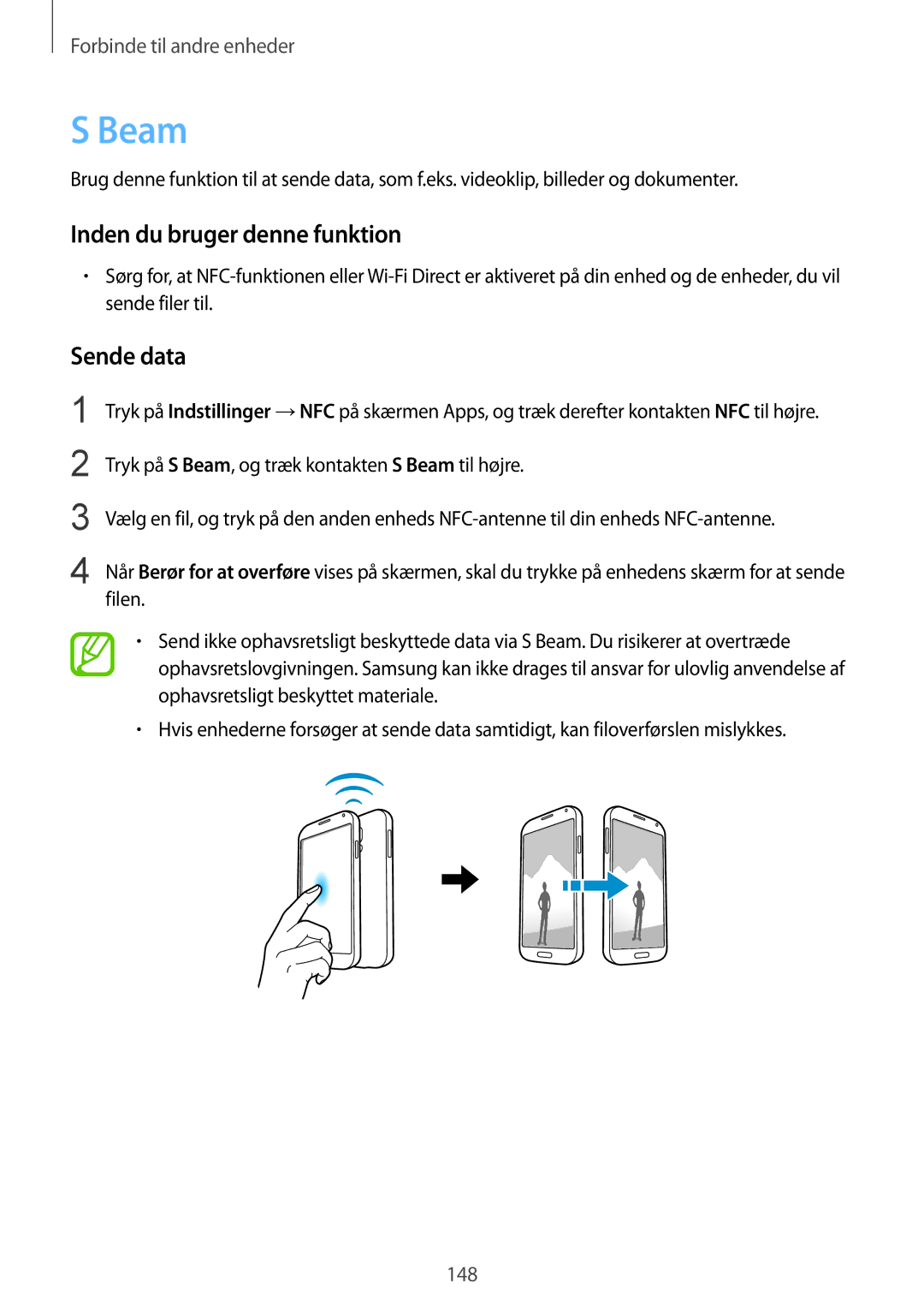 Samsung SM-G901FZDANEE, SM-G901FZBANEE manual Sende data, Tryk på S Beam, og træk kontakten S Beam til højre, Filen 