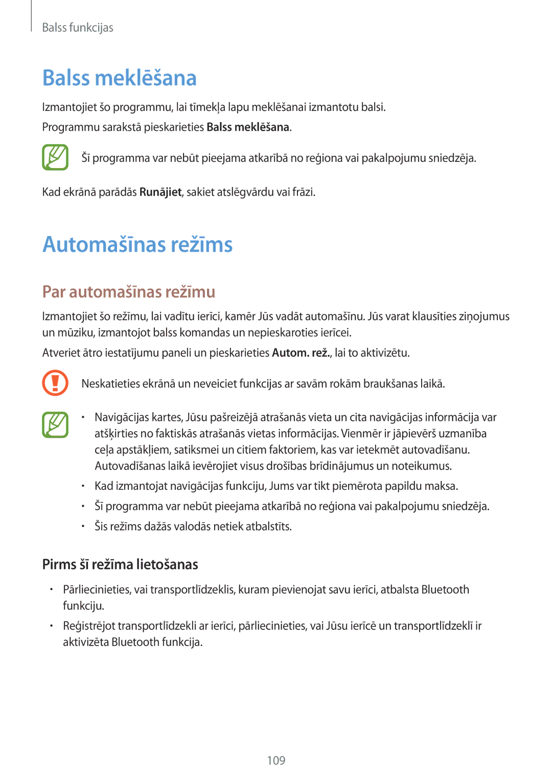 Samsung SM-G901FZKABAL, SM-G901FZDABAL, SM-G901FZWABAL manual Balss meklēšana, Automašīnas režīms, Par automašīnas režīmu 