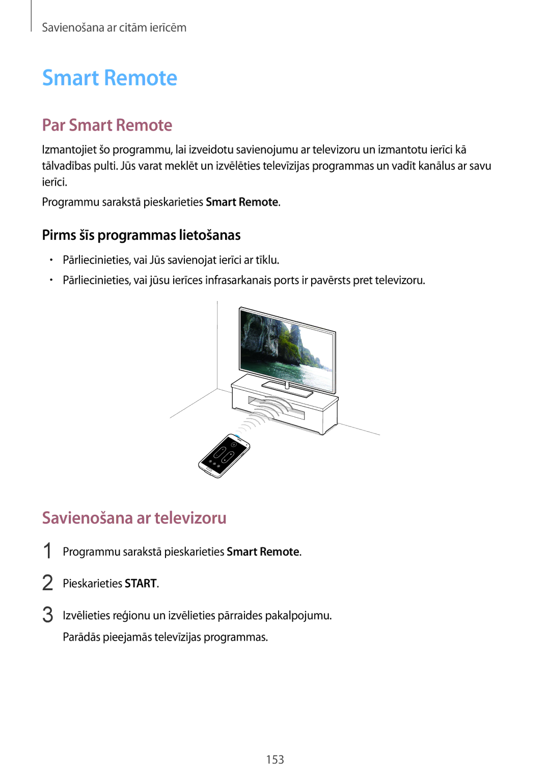 Samsung SM-G901FZKABAL, SM-G901FZDABAL, SM-G901FZWABAL, SM-G901FZBABAL Par Smart Remote, Pirms šīs programmas lietošanas 