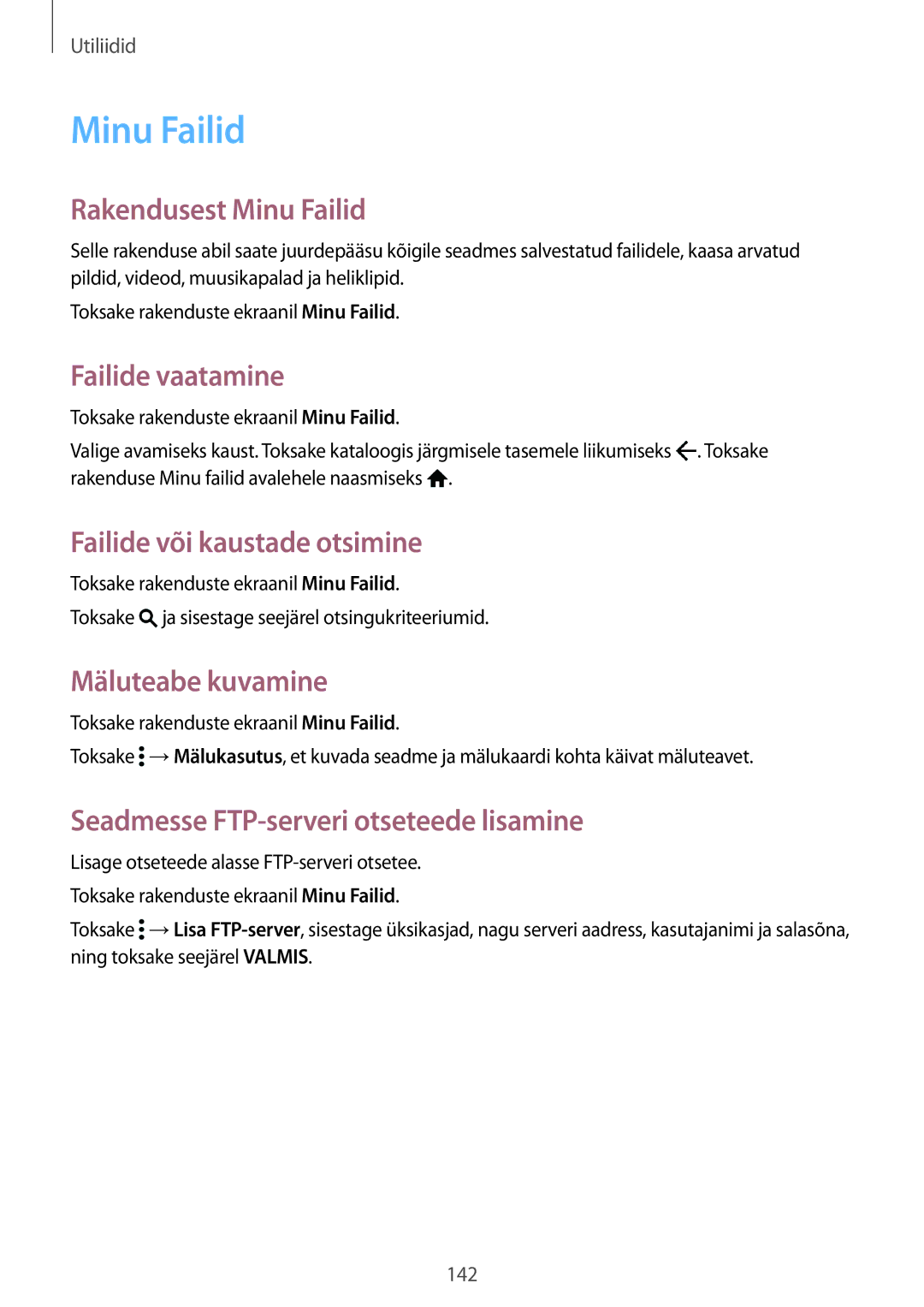 Samsung SM-G901FZWABAL, SM-G901FZDABAL, SM-G901FZKABAL, SM-G901FZBABAL manual Minu Failid 