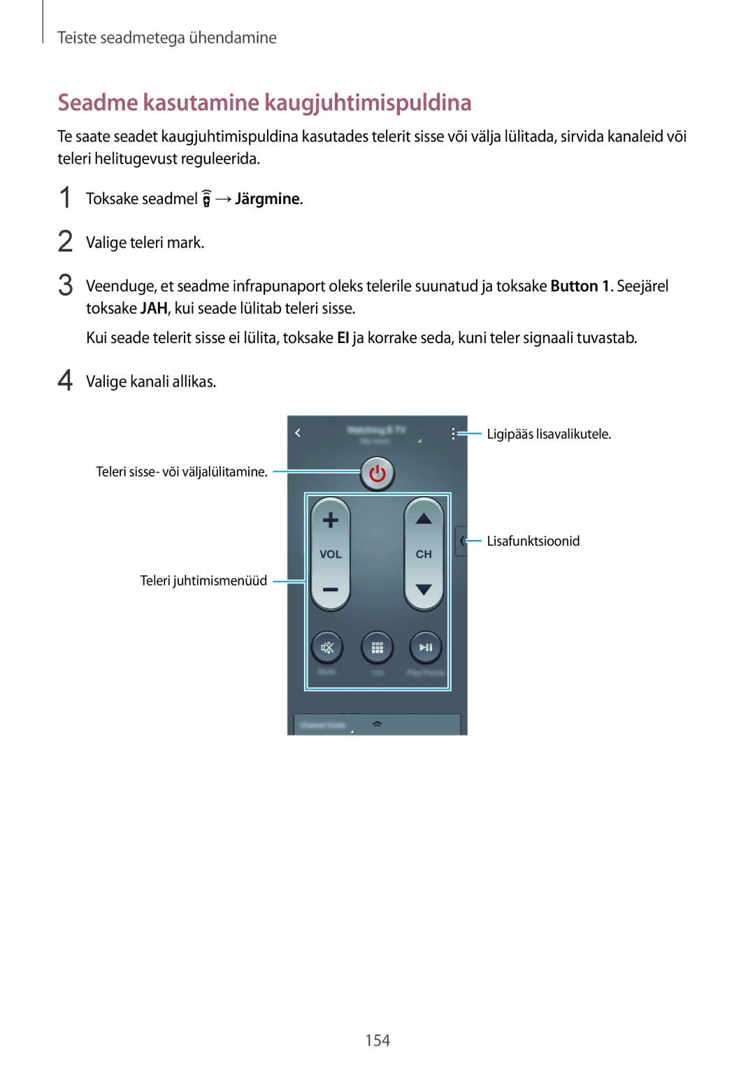 Samsung SM-G901FZWABAL, SM-G901FZDABAL, SM-G901FZKABAL, SM-G901FZBABAL manual Seadme kasutamine kaugjuhtimispuldina 