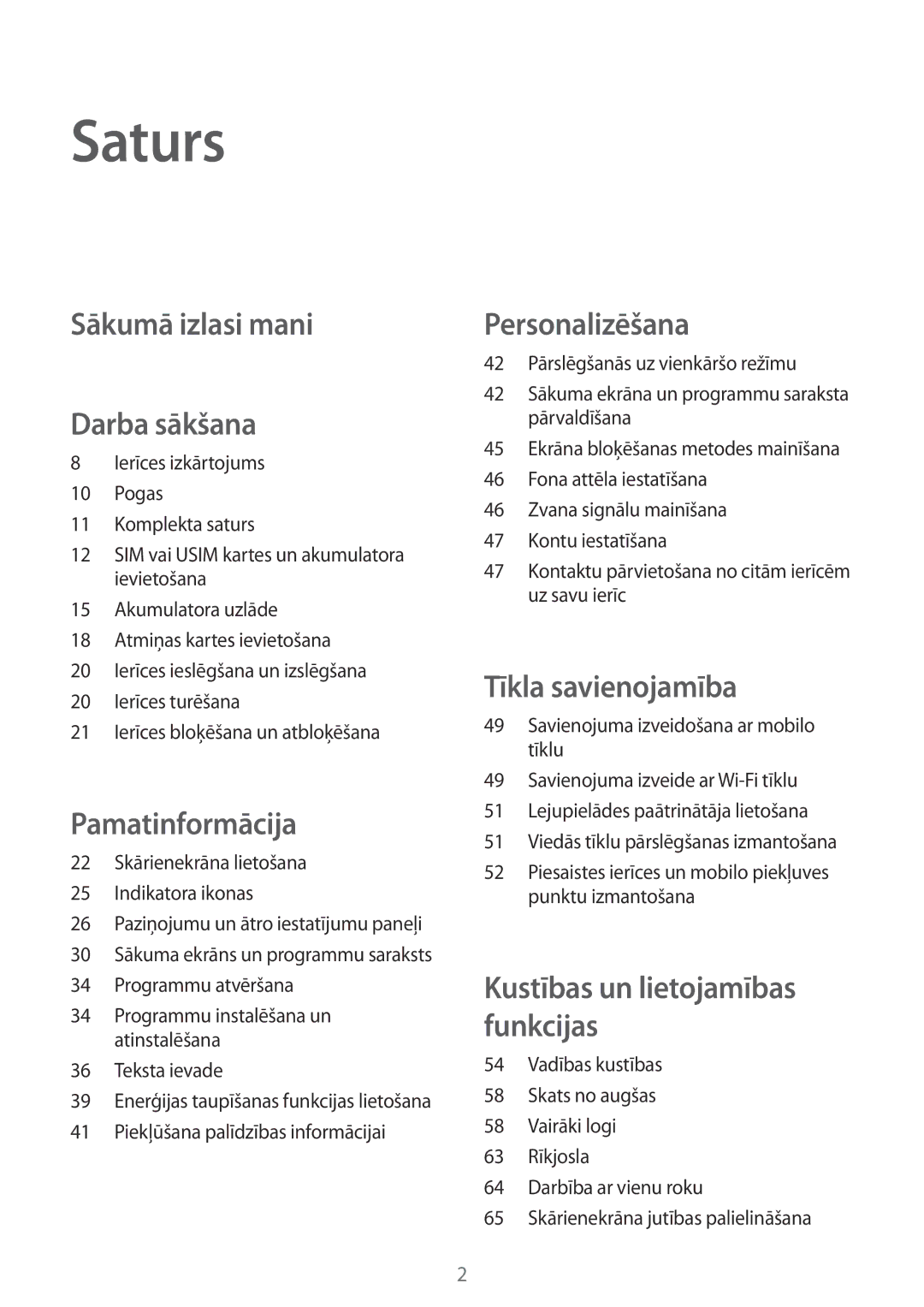 Samsung SM-G901FZWABAL, SM-G901FZDABAL, SM-G901FZKABAL, SM-G901FZBABAL manual Saturs, Piekļūšana palīdzības informācijai 