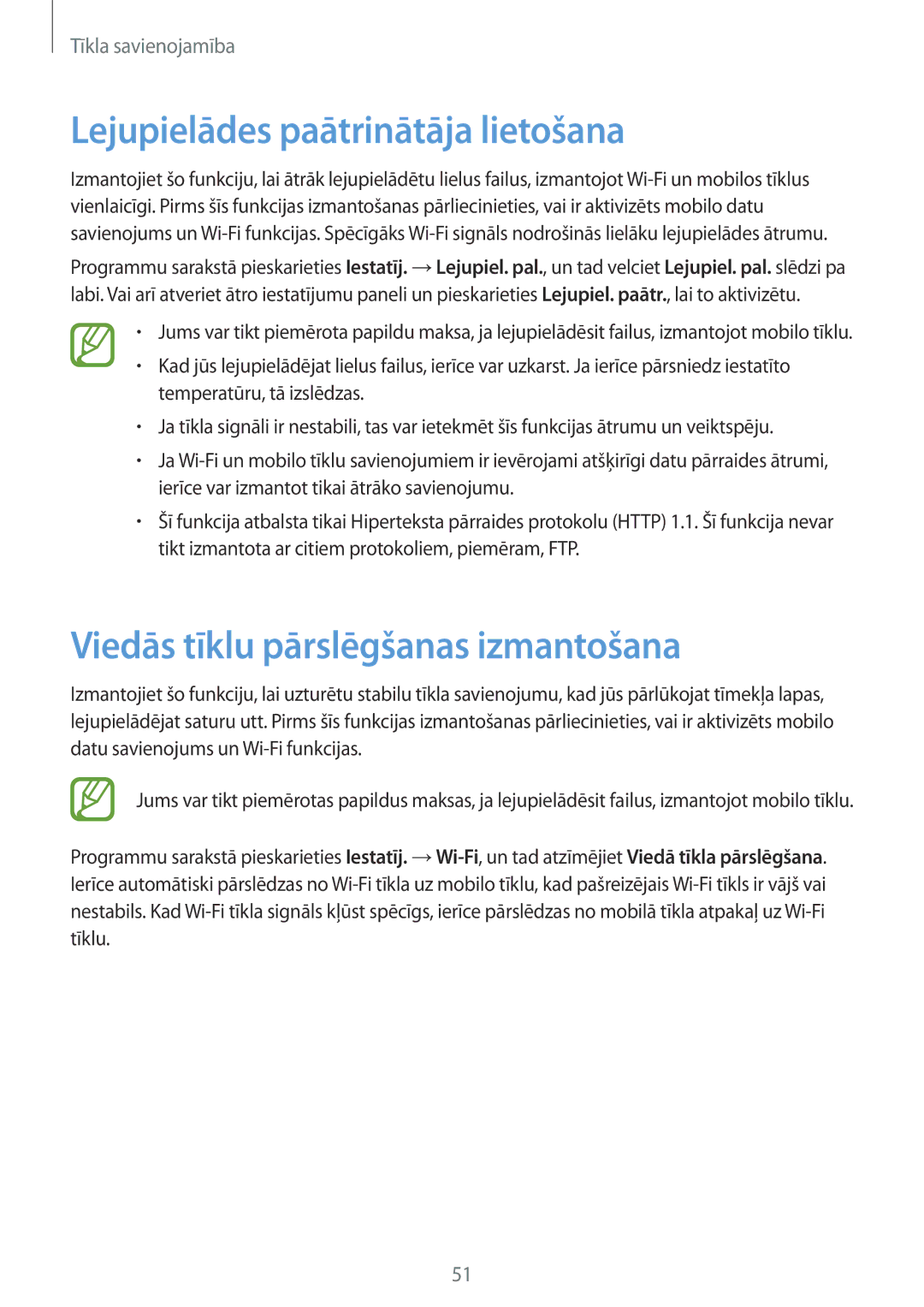 Samsung SM-G901FZBABAL, SM-G901FZDABAL manual Lejupielādes paātrinātāja lietošana, Viedās tīklu pārslēgšanas izmantošana 