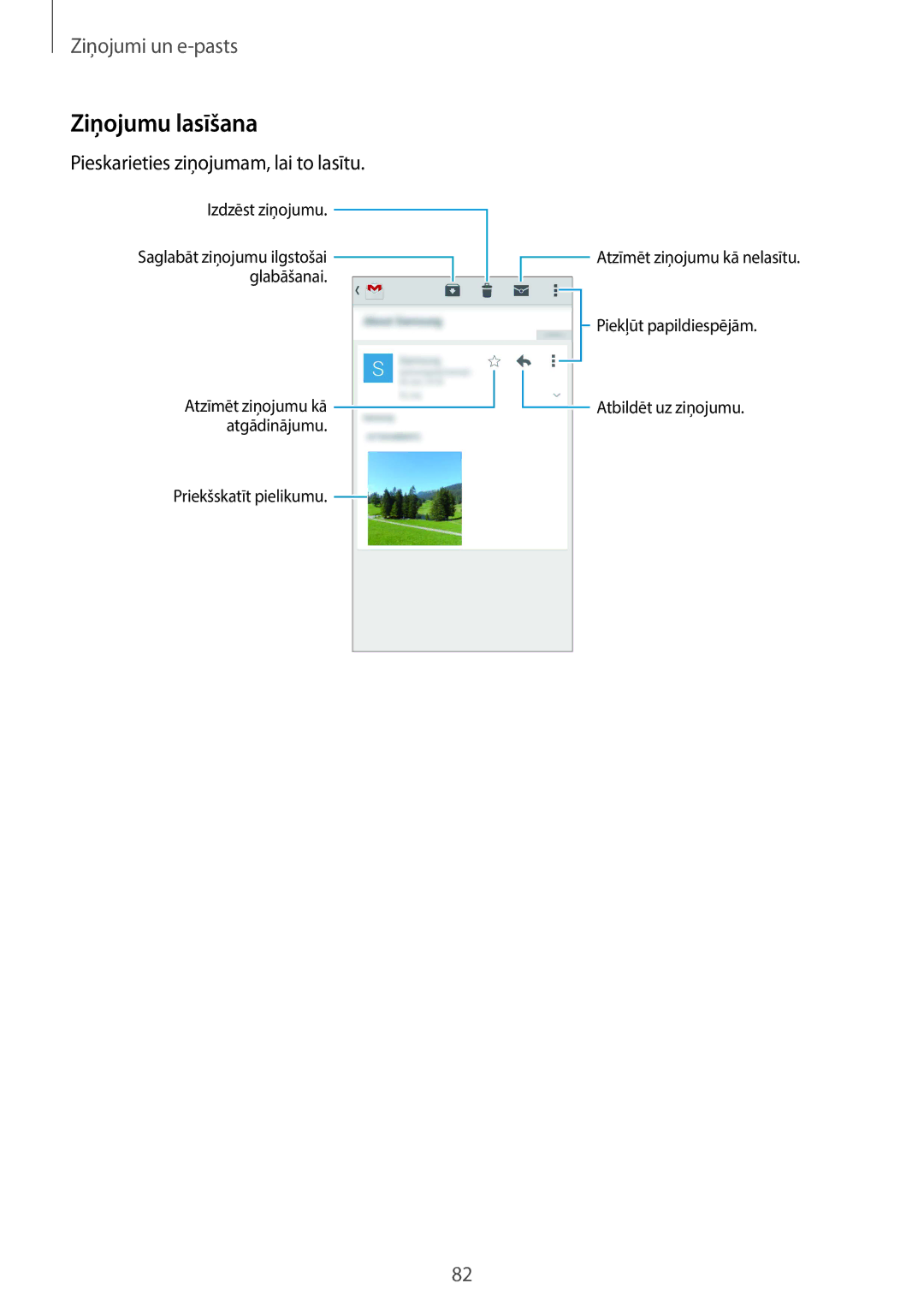 Samsung SM-G901FZWABAL, SM-G901FZDABAL, SM-G901FZKABAL, SM-G901FZBABAL manual Ziņojumu lasīšana 