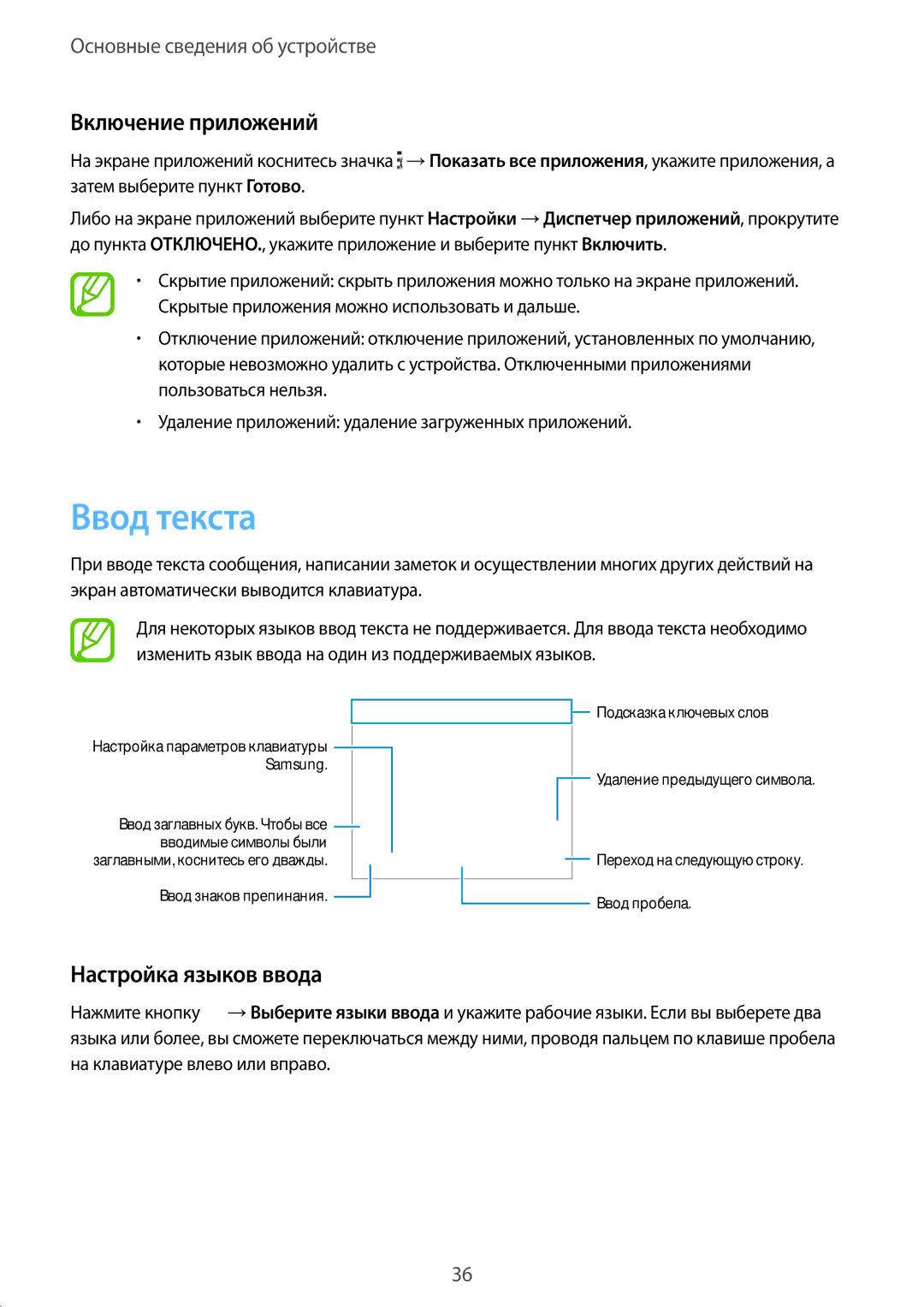 Samsung SM-G901FZDABAL, SM-G901FZKABAL, SM-G901FZWABAL manual Ввод текста, Включение приложений, Настройка языков ввода 