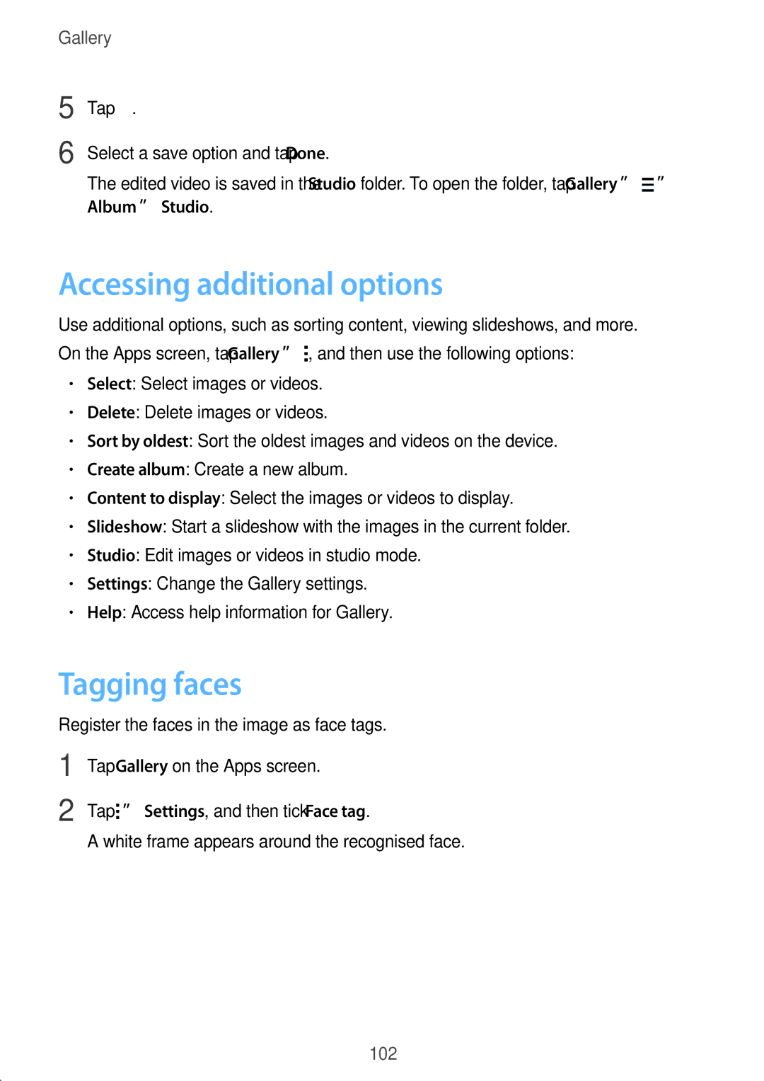 Samsung SM-G901FZBAFTM, SM-G901FZKACOS, SM-G901FZDABAL, SM-G901FZWAVGR manual Accessing additional options, Tagging faces 