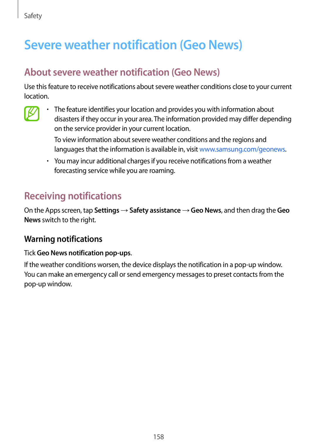 Samsung SM-G901FZBAFTM, SM-G901FZKACOS Severe weather notification Geo News, About severe weather notification Geo News 