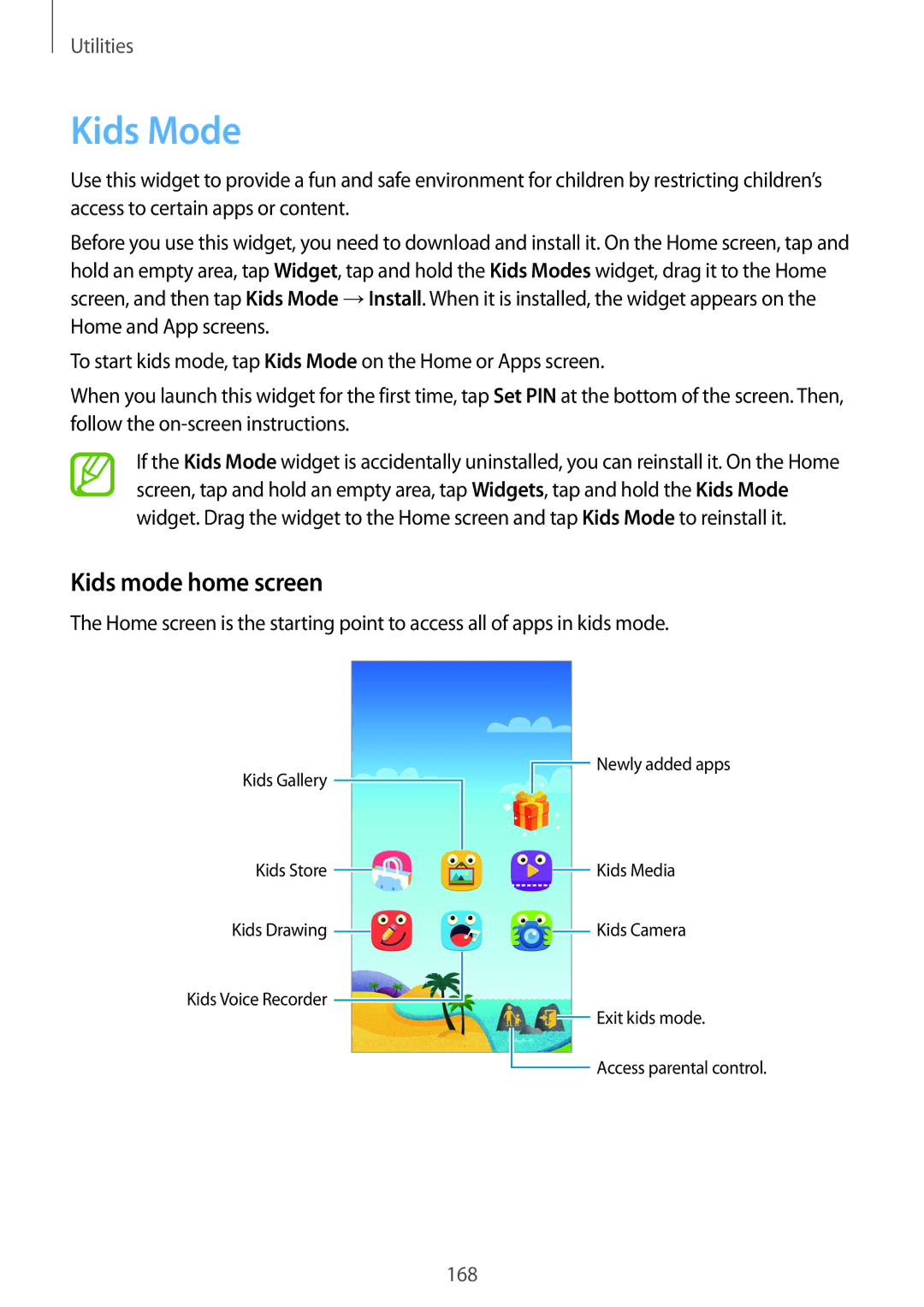 Samsung SM-G901FZKACOS, SM-G901FZDABAL, SM-G901FZWAVGR, SM-G901FZWADBT, SM-G901FZKAVGR manual Kids Mode, Kids mode home screen 