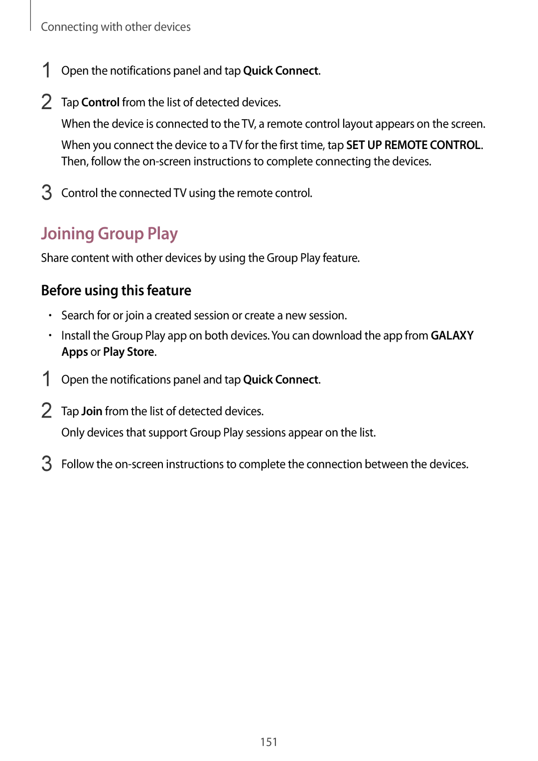 Samsung SM-G901FZWABAL, SM-G901FZKACOS manual Joining Group Play, Control the connected TV using the remote control 