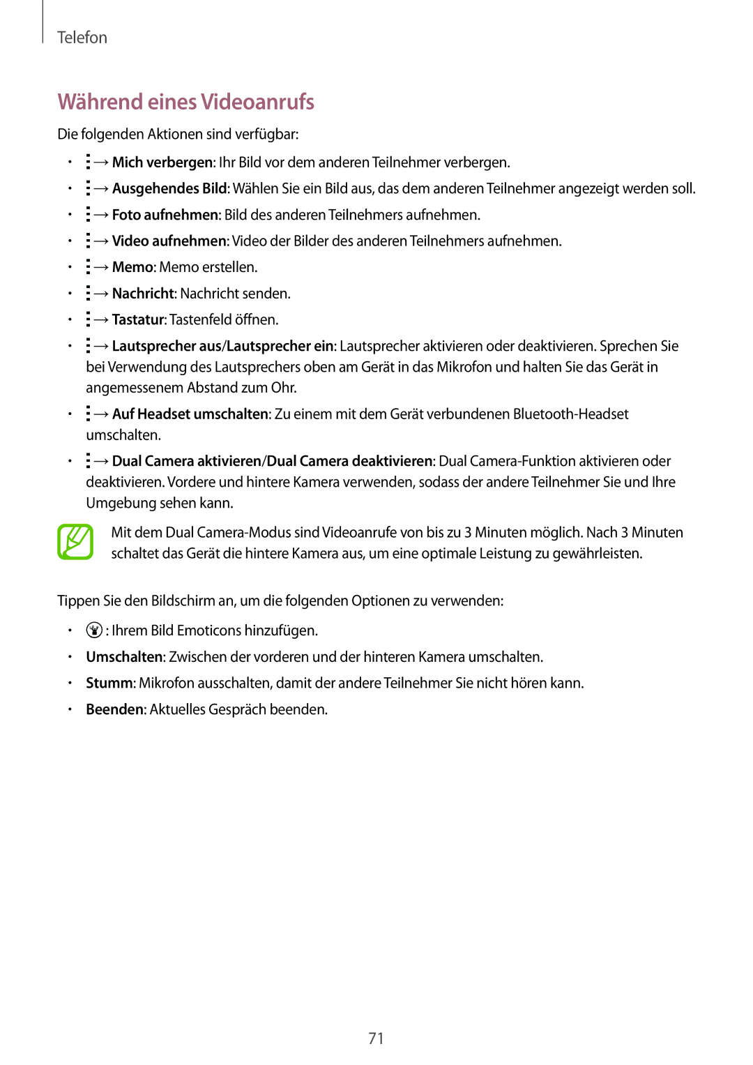 Samsung SM-G901FZWADBT, SM-G901FZKACOS, SM-G901FZDABAL, SM-G901FZWAVGR, SM-G901FZKAVGR manual Während eines Videoanrufs 