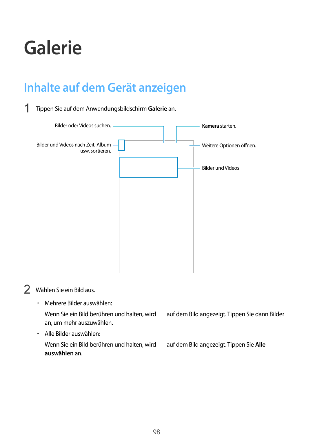 Samsung SM-G901FZDADTM, SM-G901FZKACOS, SM-G901FZDABAL, SM-G901FZWAVGR manual Galerie, Inhalte auf dem Gerät anzeigen 