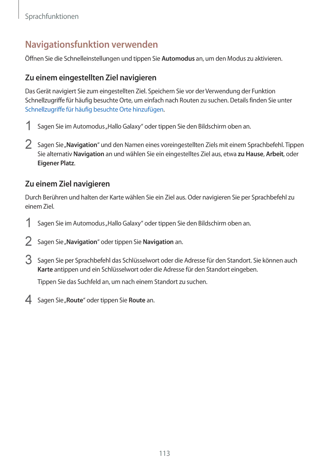 Samsung SM-G901FZWABAL Navigationsfunktion verwenden, Zu einem eingestellten Ziel navigieren, Zu einem Ziel navigieren 