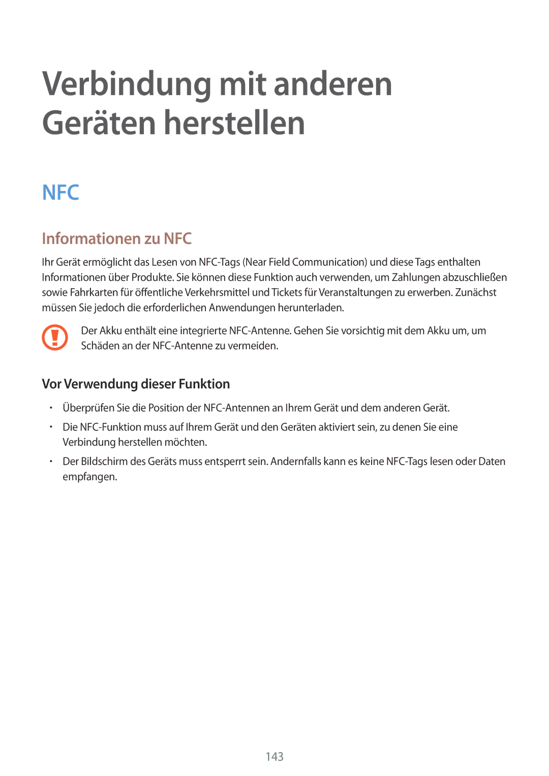 Samsung SM-G901FZKADTM, SM-G901FZKACOS, SM-G901FZDABAL manual Verbindung mit anderen Geräten herstellen, Informationen zu NFC 