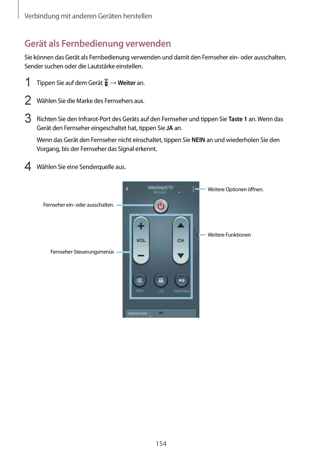 Samsung SM-G901FZDABAL, SM-G901FZKACOS, SM-G901FZWAVGR, SM-G901FZWADBT, SM-G901FZKAVGR manual Gerät als Fernbedienung verwenden 