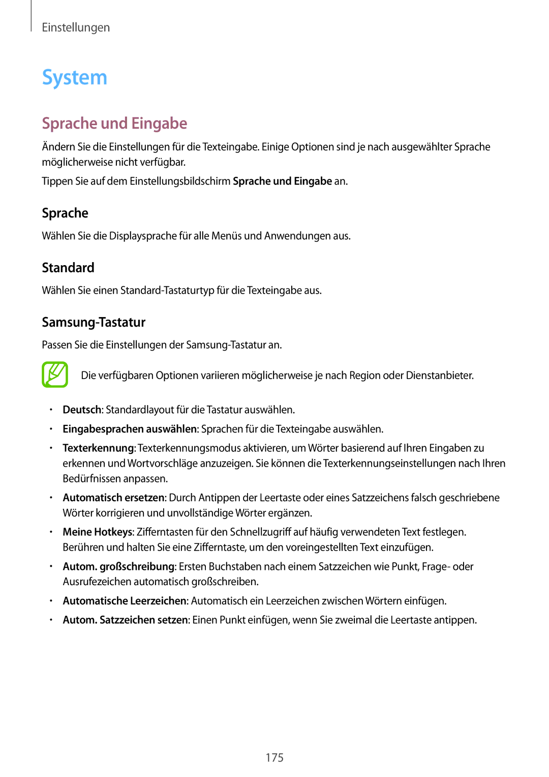 Samsung SM-G901FZKAVD2, SM-G901FZKACOS, SM-G901FZDABAL manual System, Sprache und Eingabe, Standard, Samsung-Tastatur 