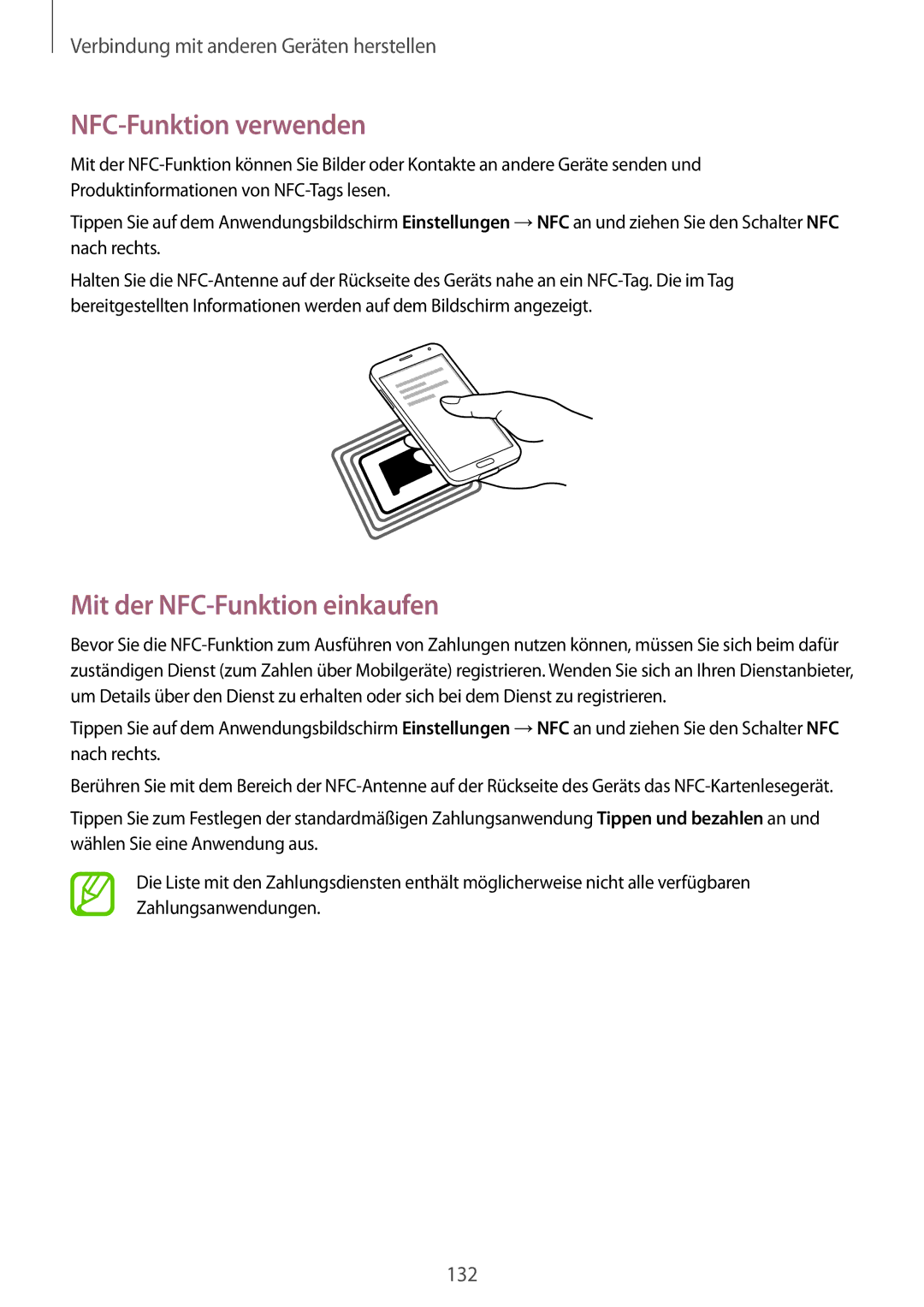 Samsung SM-G901FZDADTM, SM-G901FZKACOS, SM-G901FZDABAL manual NFC-Funktion verwenden, Mit der NFC-Funktion einkaufen 