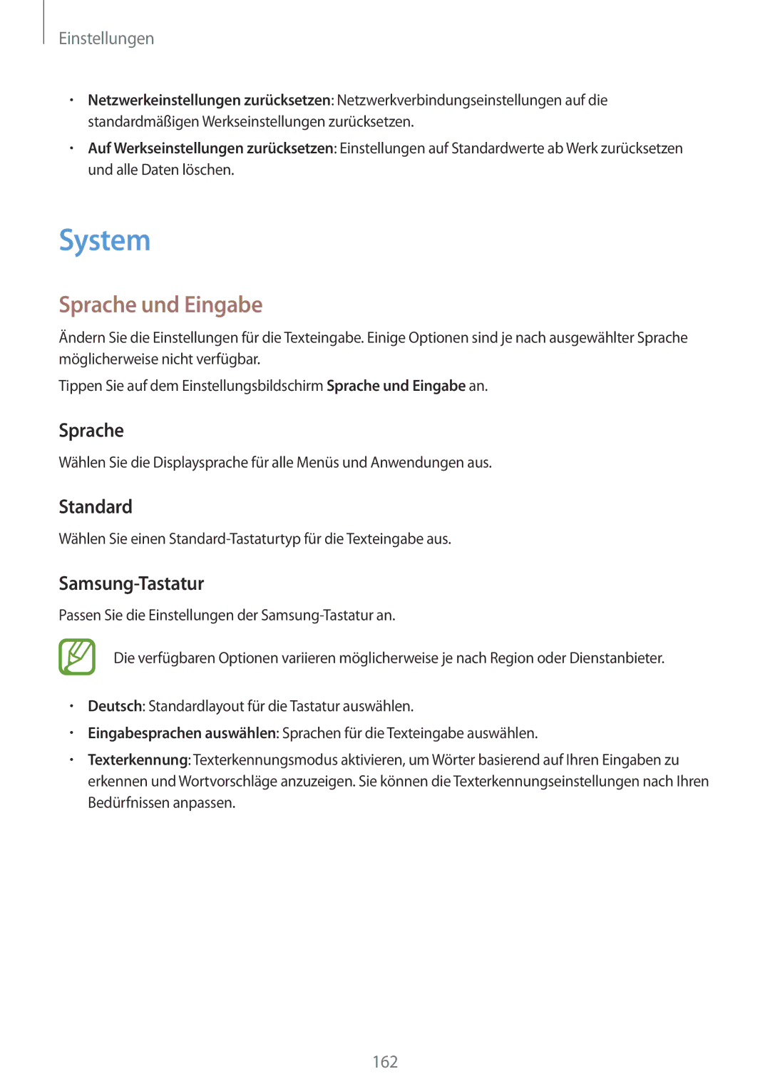 Samsung SM-G901FZBADTM, SM-G901FZKACOS, SM-G901FZDABAL manual System, Sprache und Eingabe, Standard, Samsung-Tastatur 