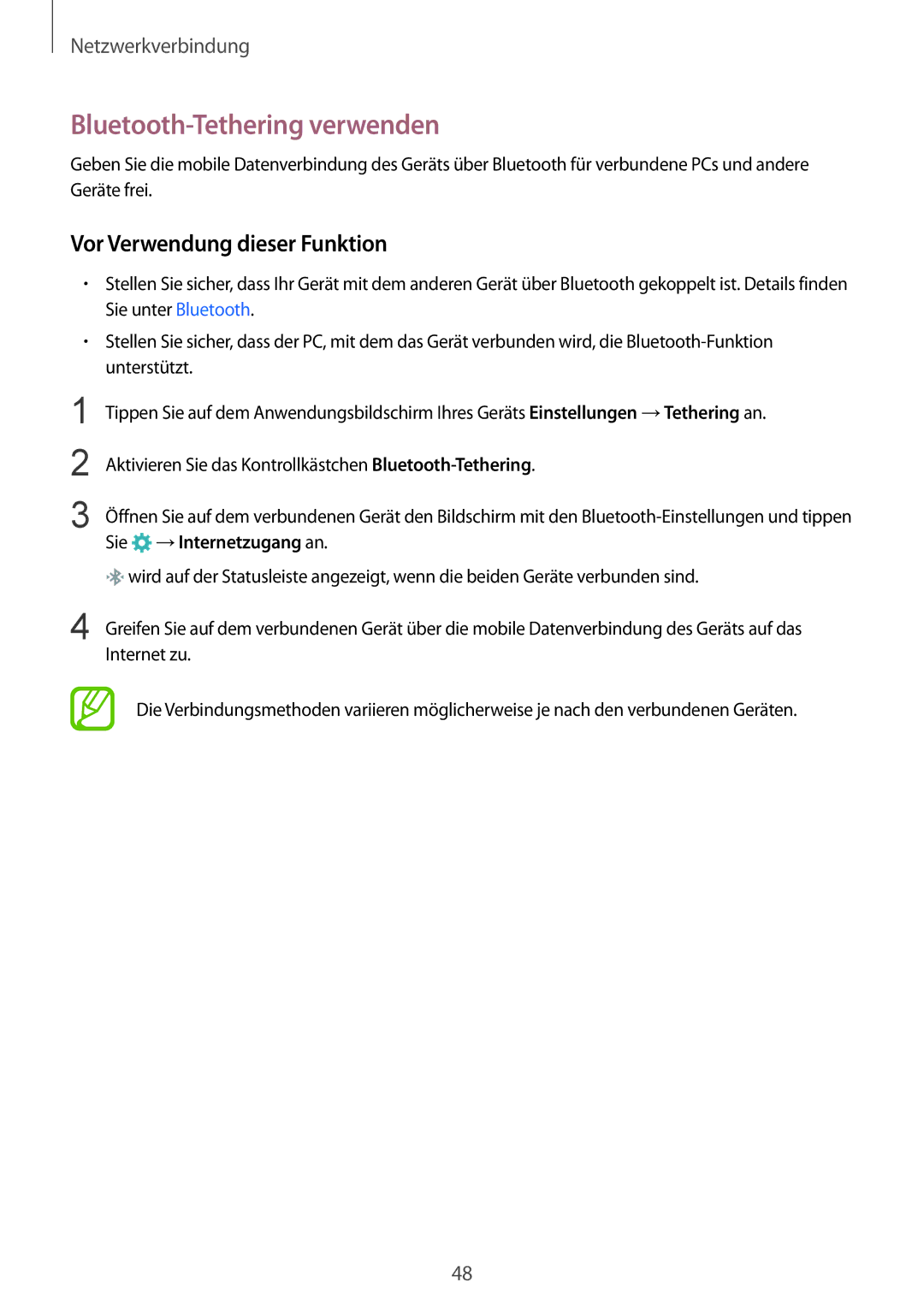 Samsung SM-G901FZBABAL, SM-G901FZKACOS, SM-G901FZDABAL, SM-G901FZWAVGR, SM-G901FZWADBT manual Bluetooth-Tethering verwenden 