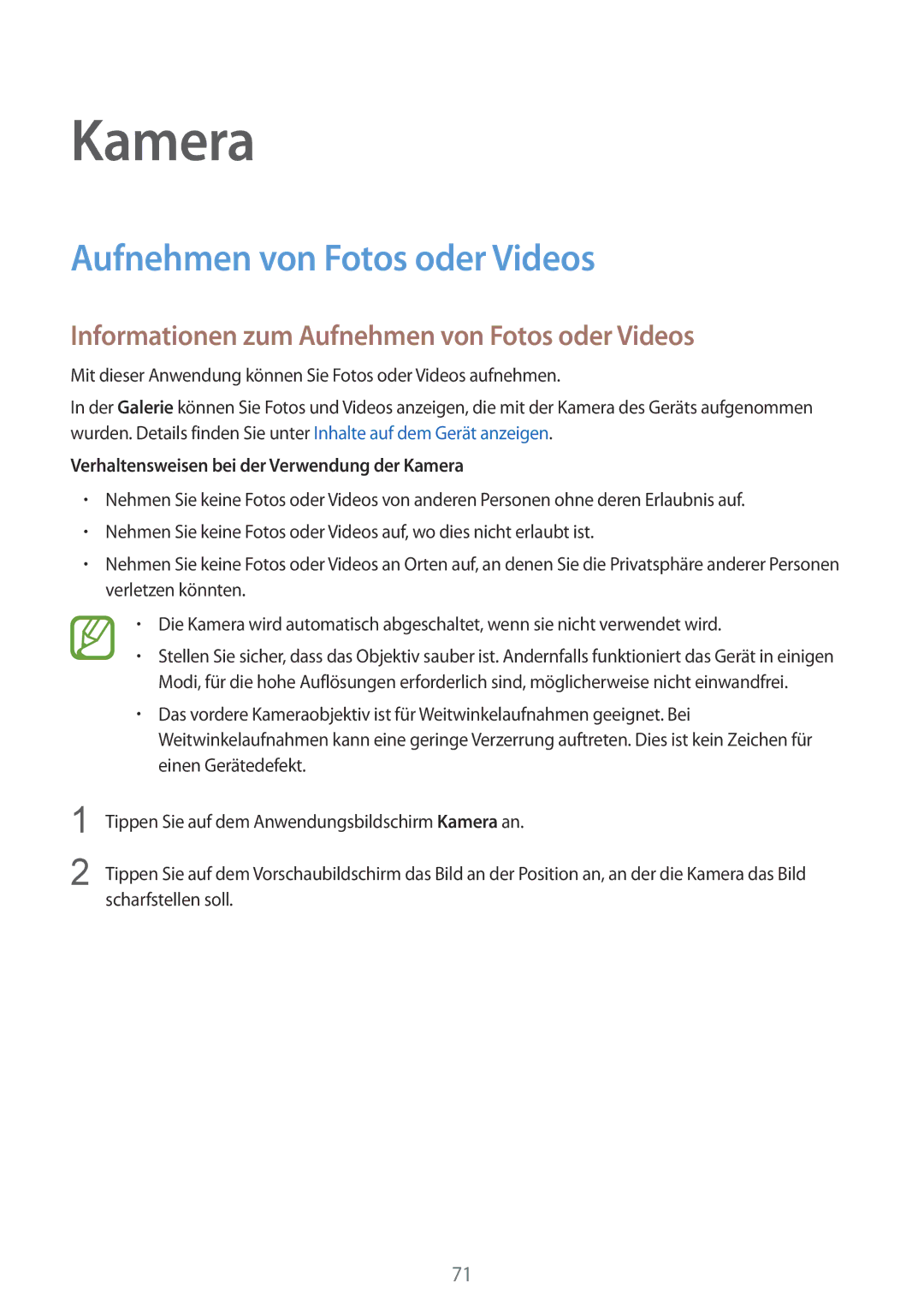 Samsung SM-G901FZWADBT, SM-G901FZKACOS, SM-G901FZDABAL manual Kamera, Informationen zum Aufnehmen von Fotos oder Videos 