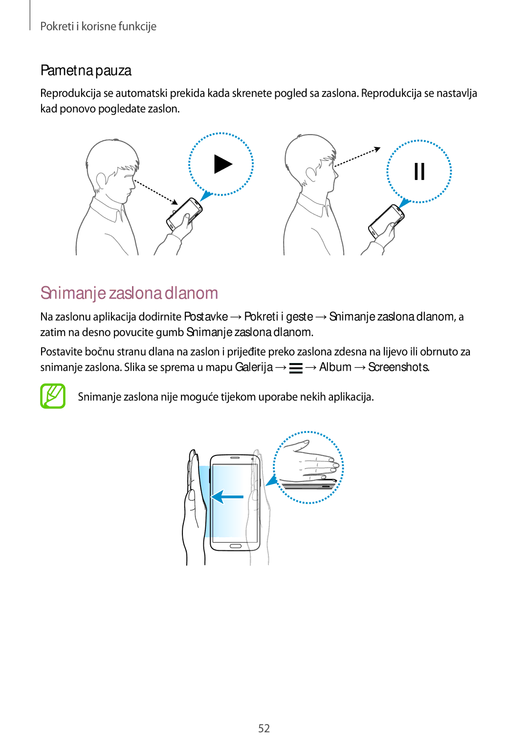 Samsung SM-G901FZKAVIP manual Snimanje zaslona dlanom, Pametna pauza 