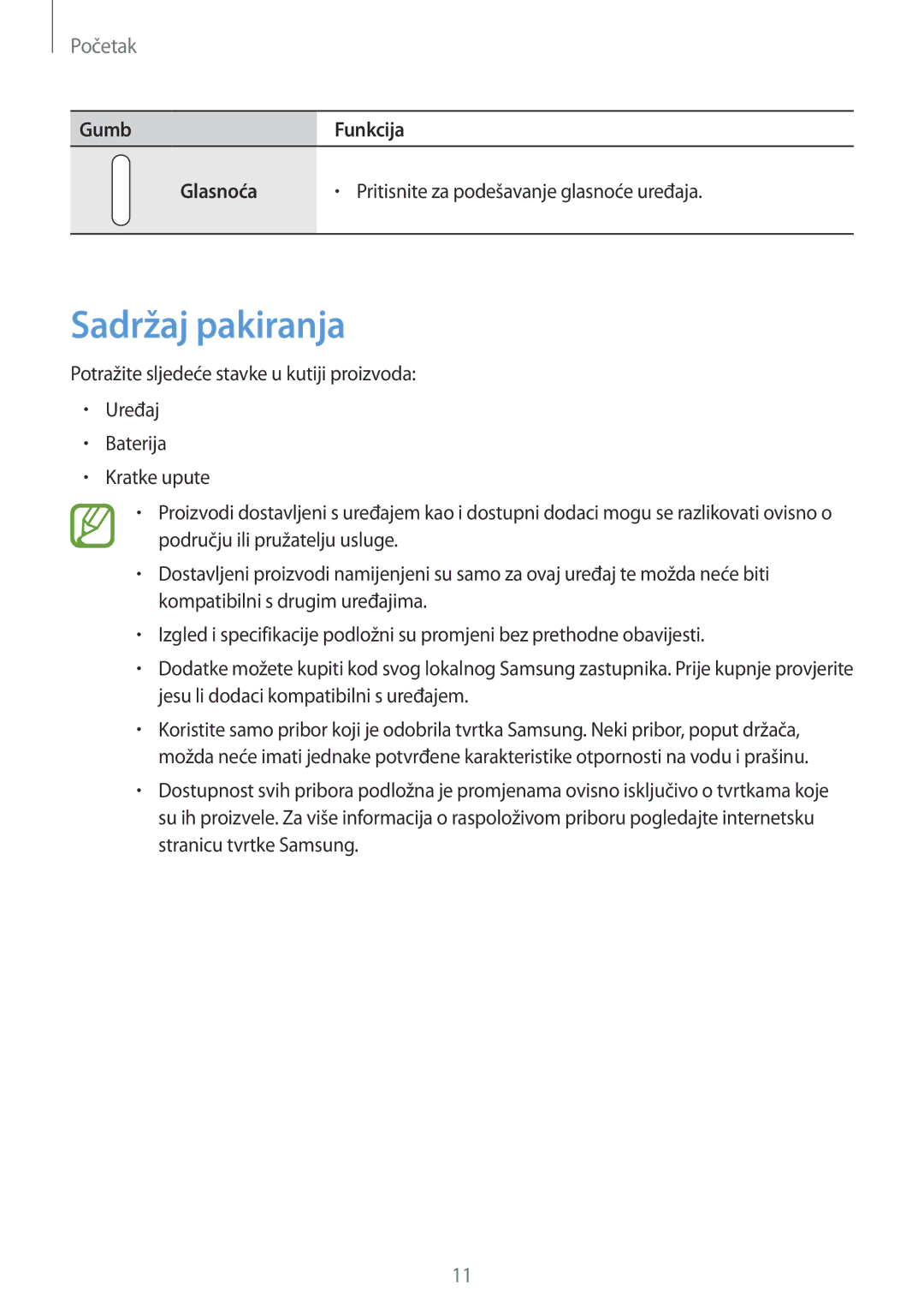 Samsung SM-G901FZKAVIP manual Sadržaj pakiranja 